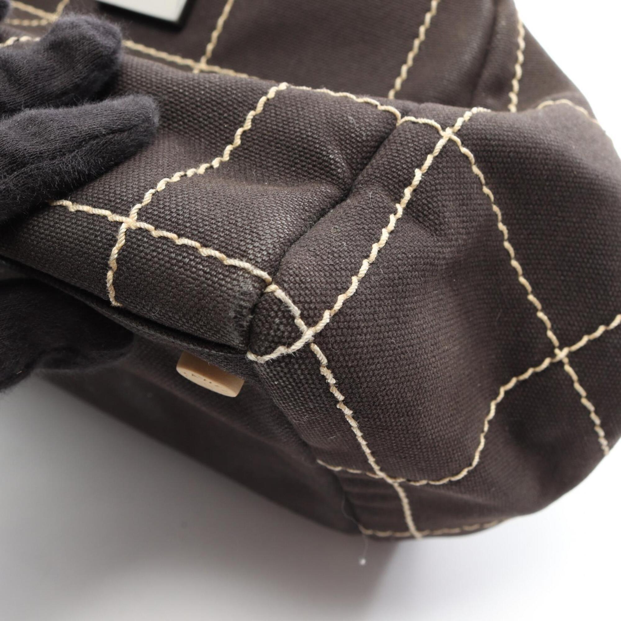 Chanel Black Leather Canvas Handbag (Pre-Owned)