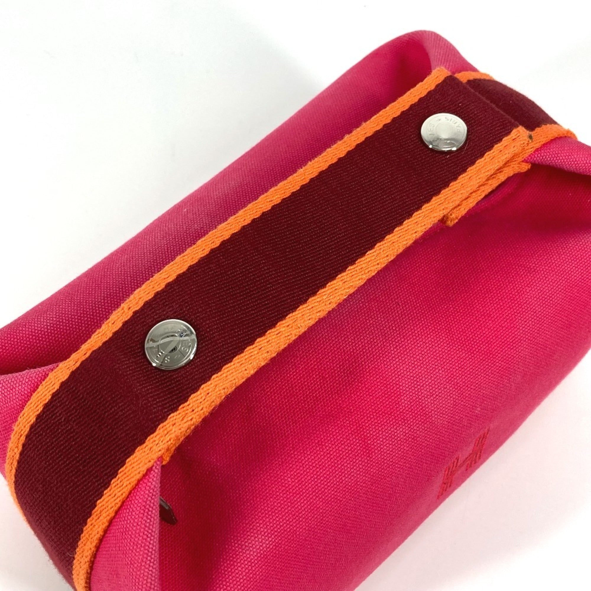 Hermes Pink Canvas Handbag Vanity Bag (Pre-Owned)
