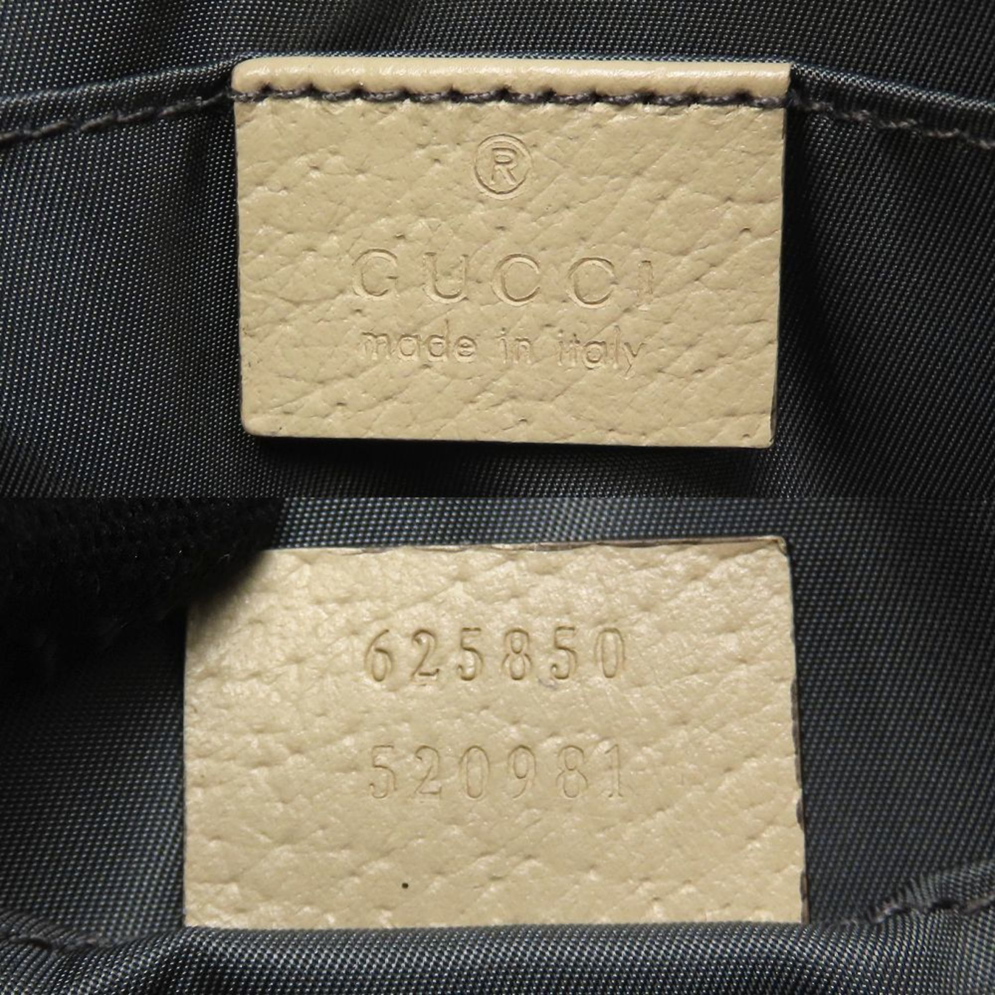 Gucci Beige Gray Nylon Leather Shoulder Bag (Pre-Owned)
