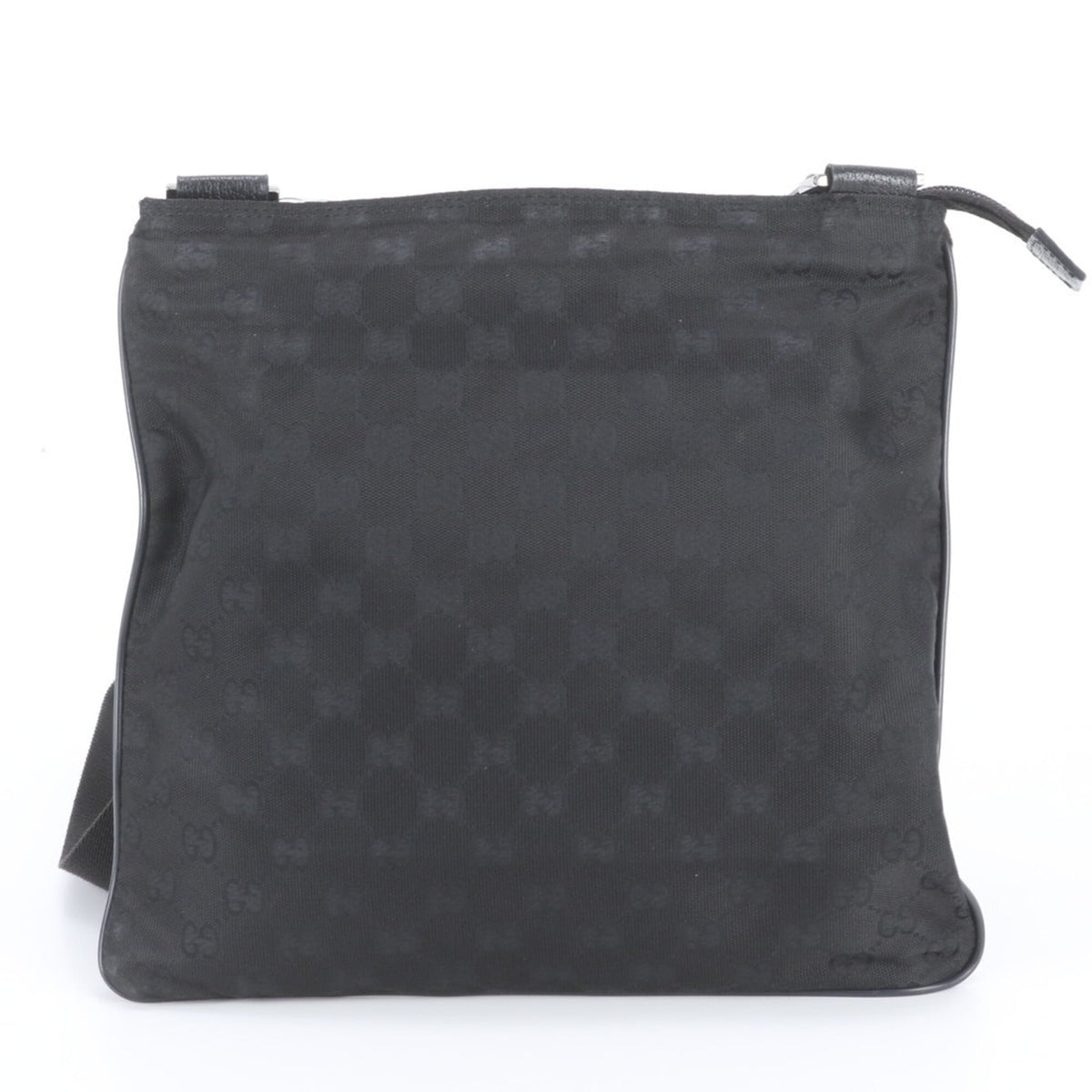 Gucci Black Leather Nylon Messenger Bag Shoulder Bag Tote Bag (Pre-Owned)