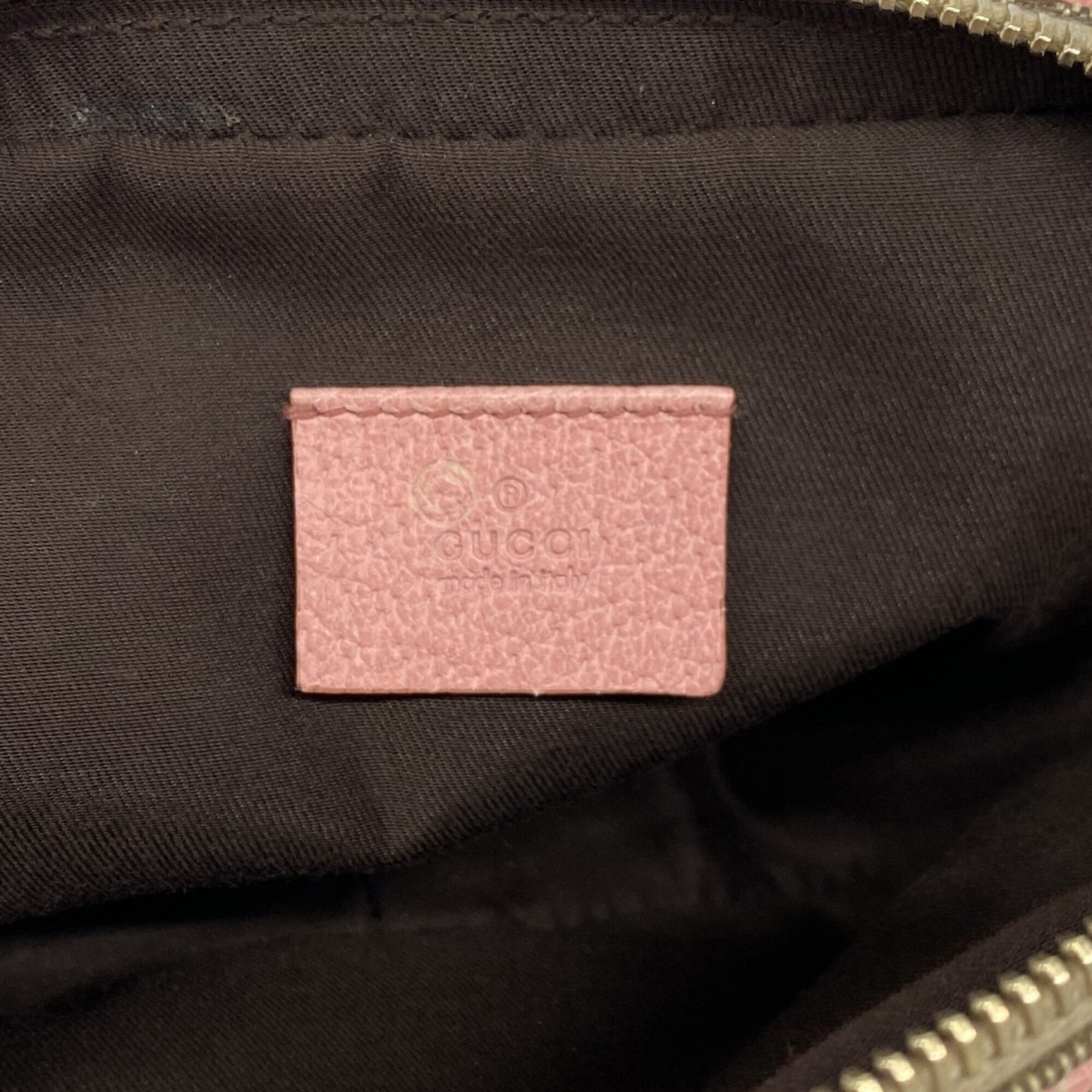 Gucci Brown Pink Canvas Shoulder Bag (Pre-Owned)