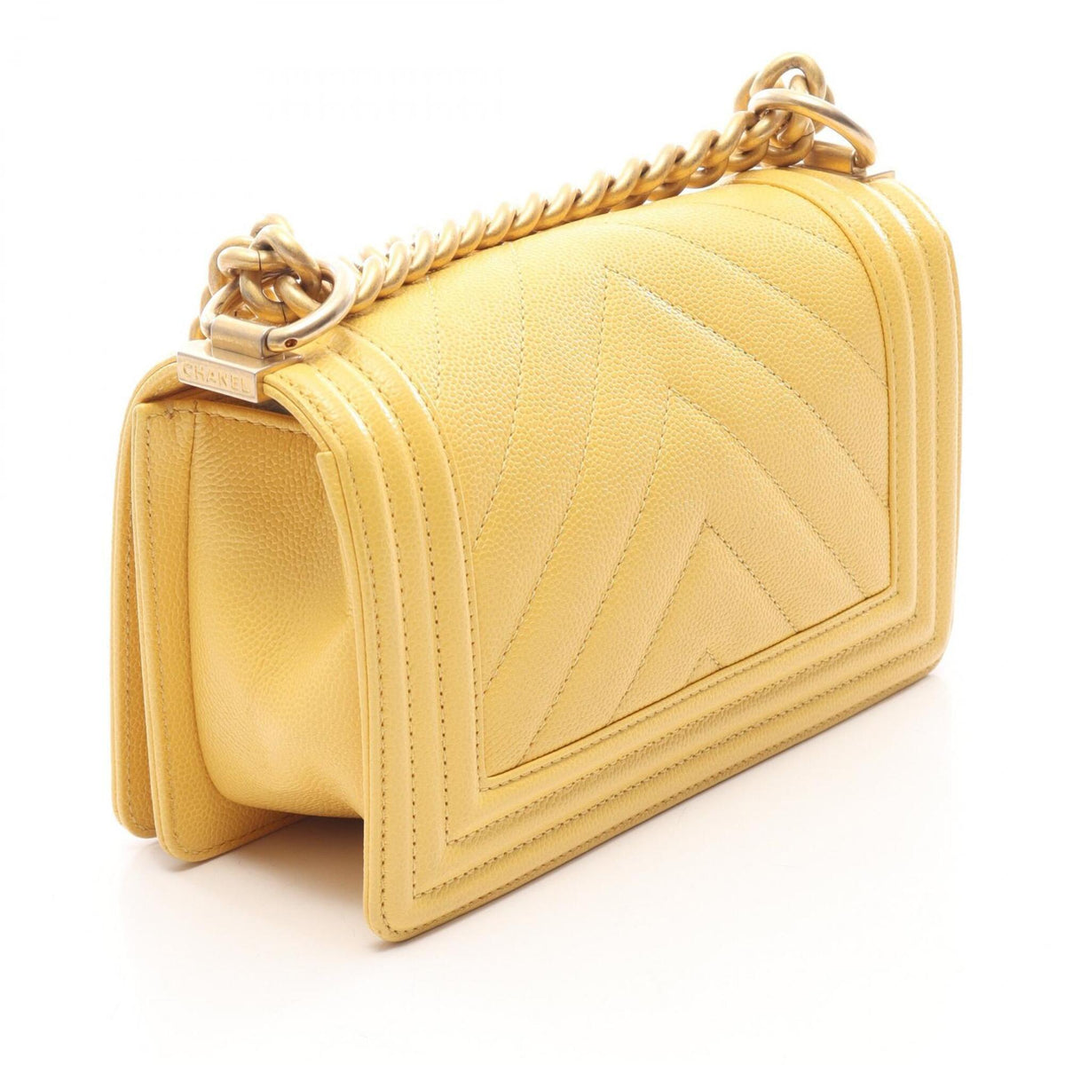 Chanel Yellow Grained Calfskin Handbag Shoulder Bag (Pre-Owned)