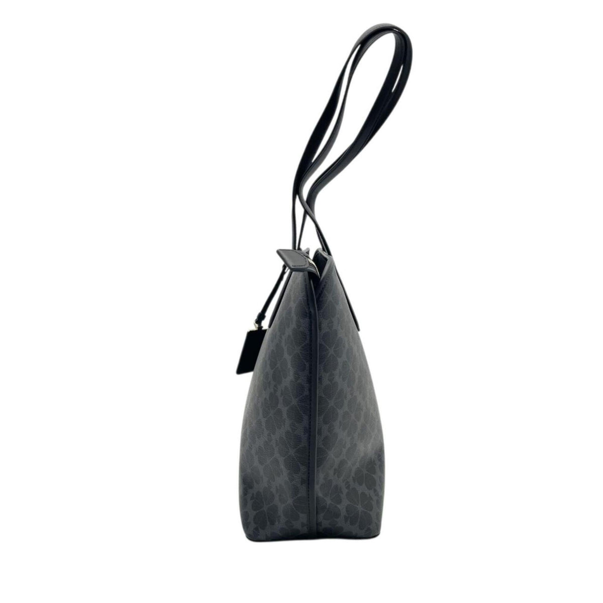 Kate Spade Black Gray Pvc Leather Tote Bag (Pre-Owned)