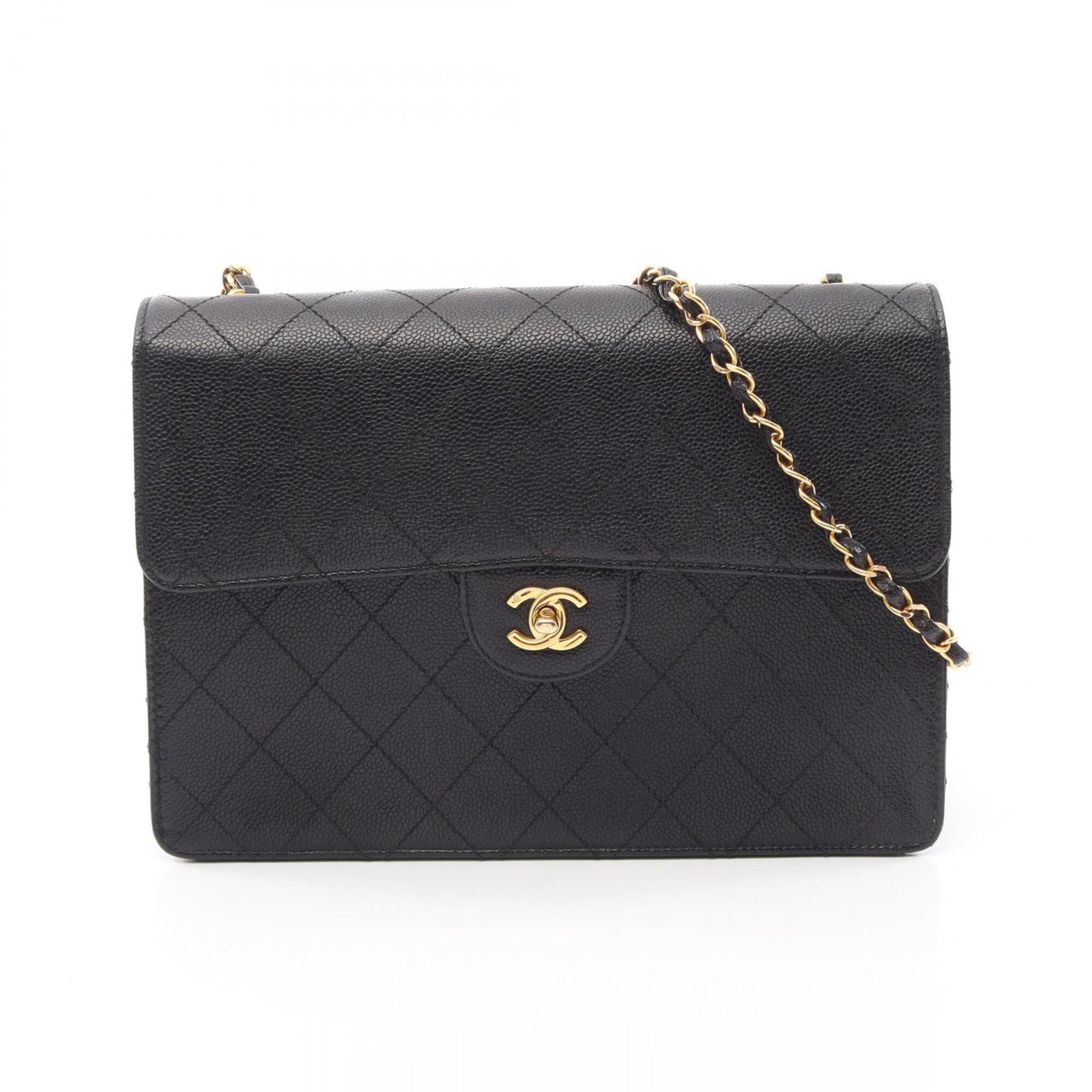 Chanel Black Grained Calfskin Handbag Shoulder Bag (Pre-Owned)