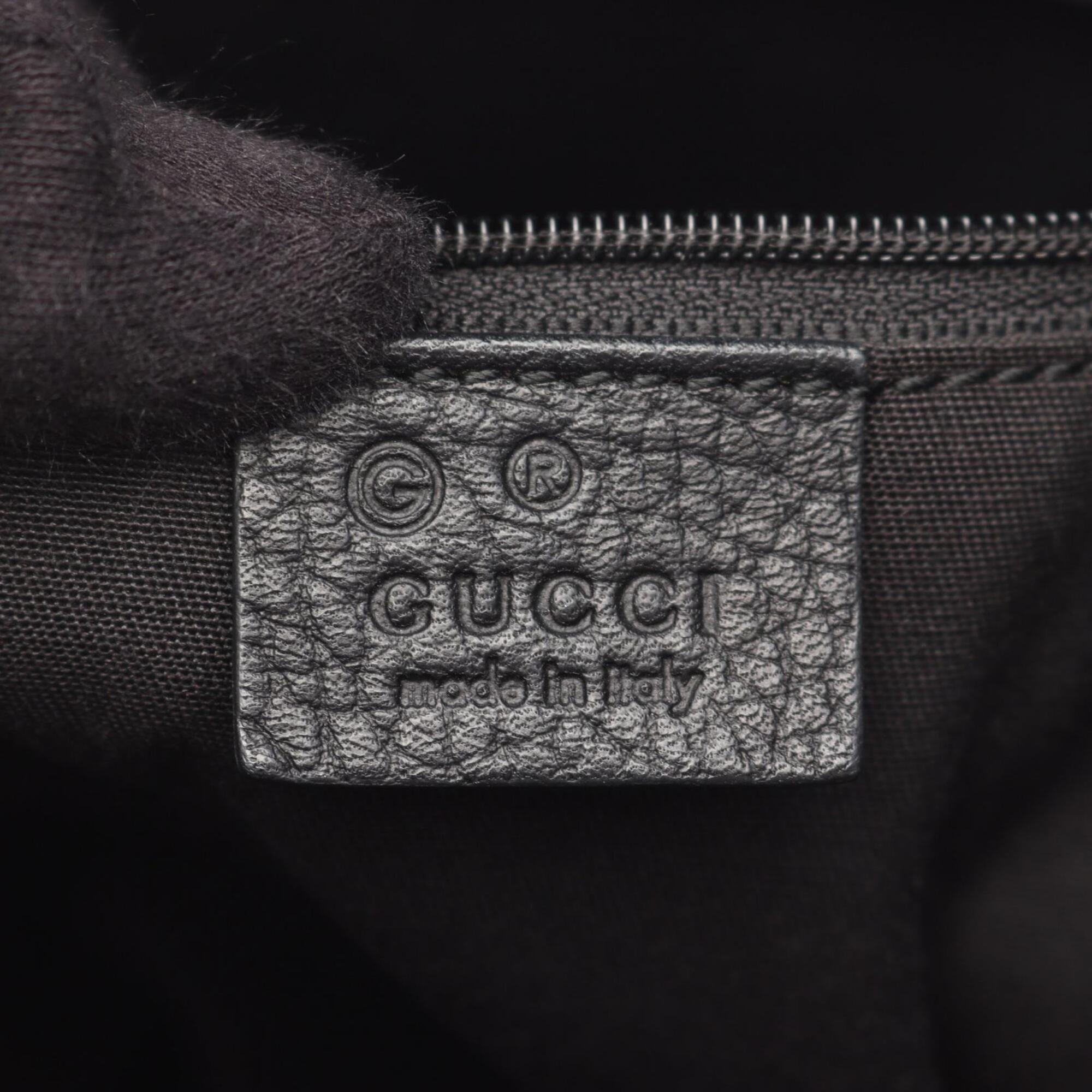 Gucci Black Nylon Leather Handbag Tote Bag (Pre-Owned)
