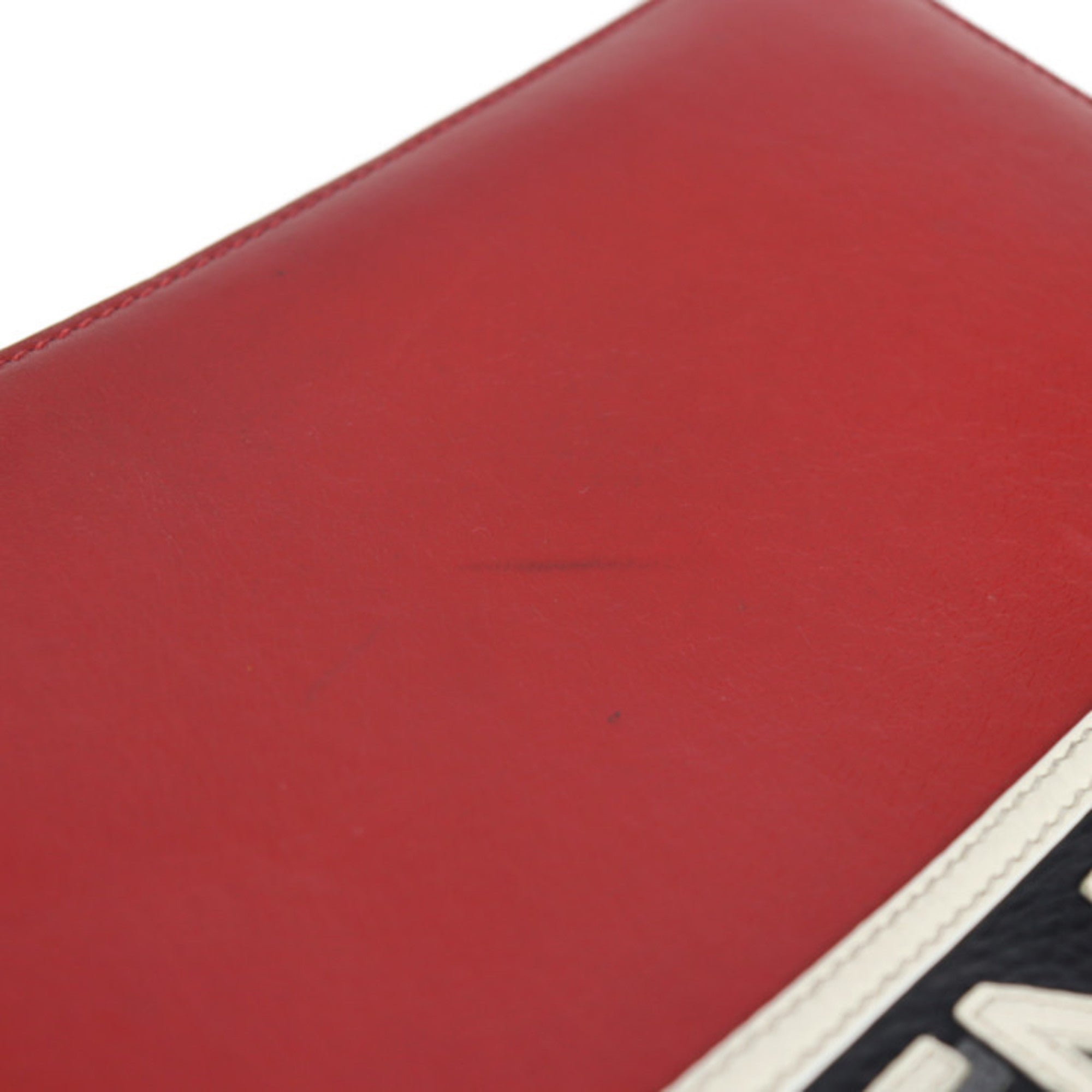 Givenchy Black Red Color White Leather Clutch Bag Handbag Pouch (Pre-Owned)