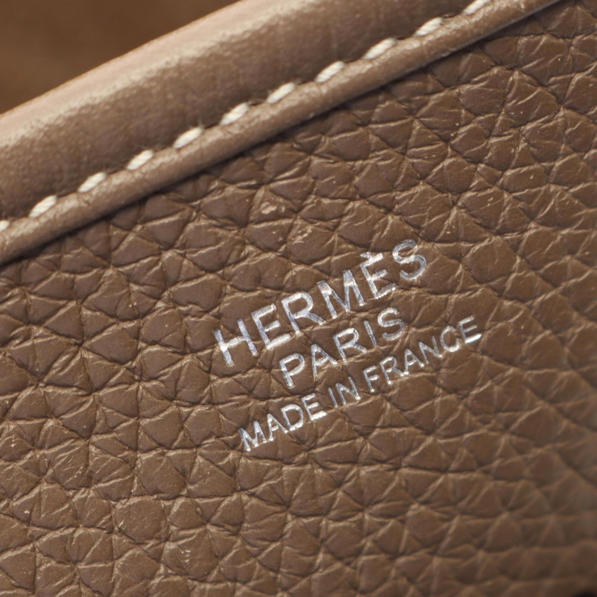 Hermes Etoupe Gray Gray Taurillon Clemence Leather Handbag Shoulder Bag (Pre-Owned)