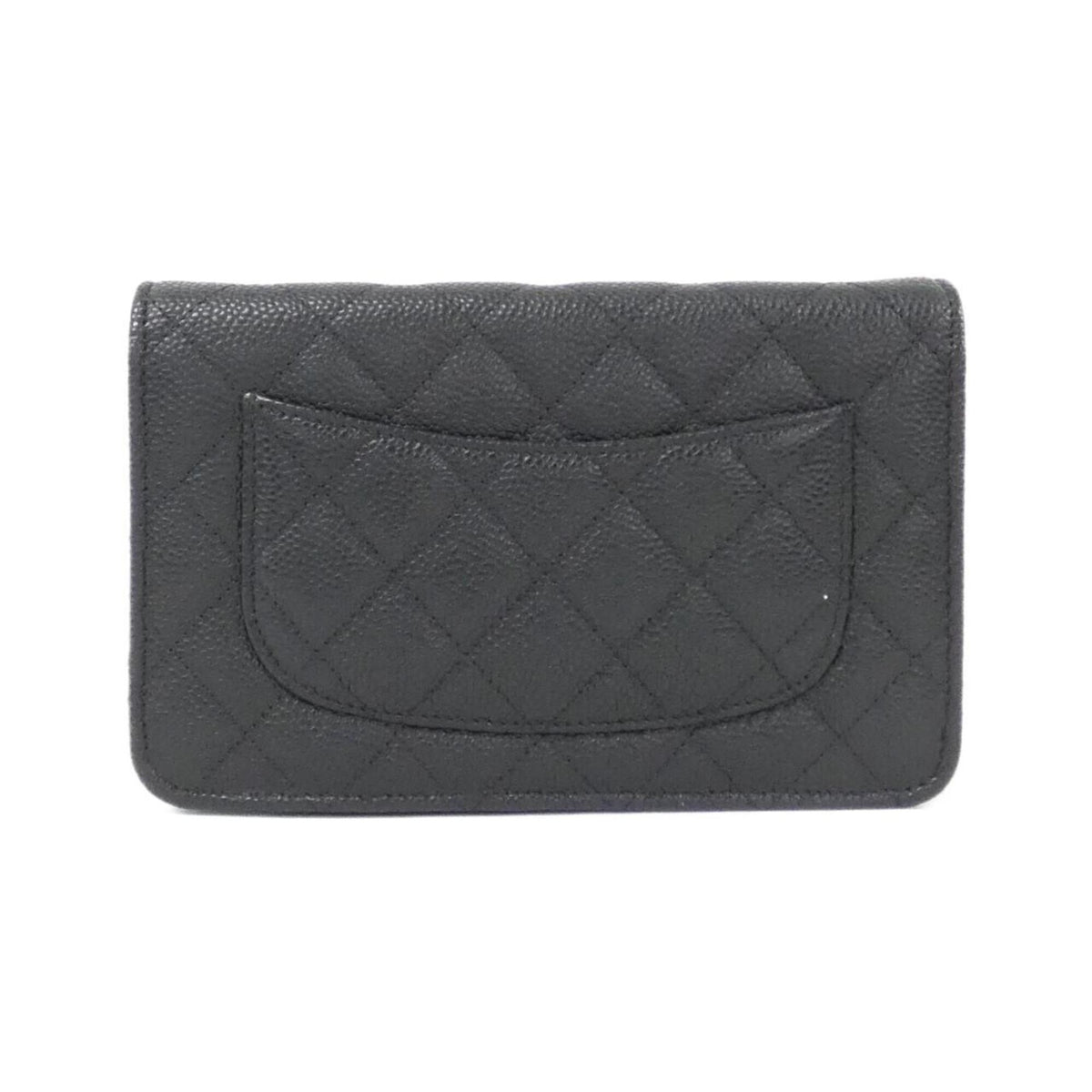 Chanel Black Grained Calfskin Chain/Shoulder Wallet (Pre-Owned)