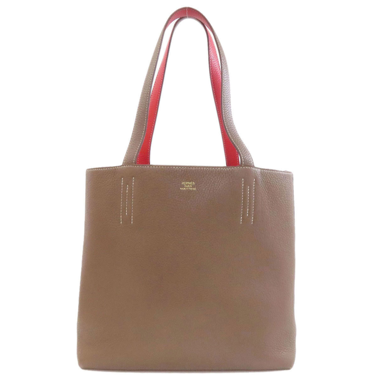 Hermes Etoupe Gray Red Color Tote Bag (Pre-Owned)