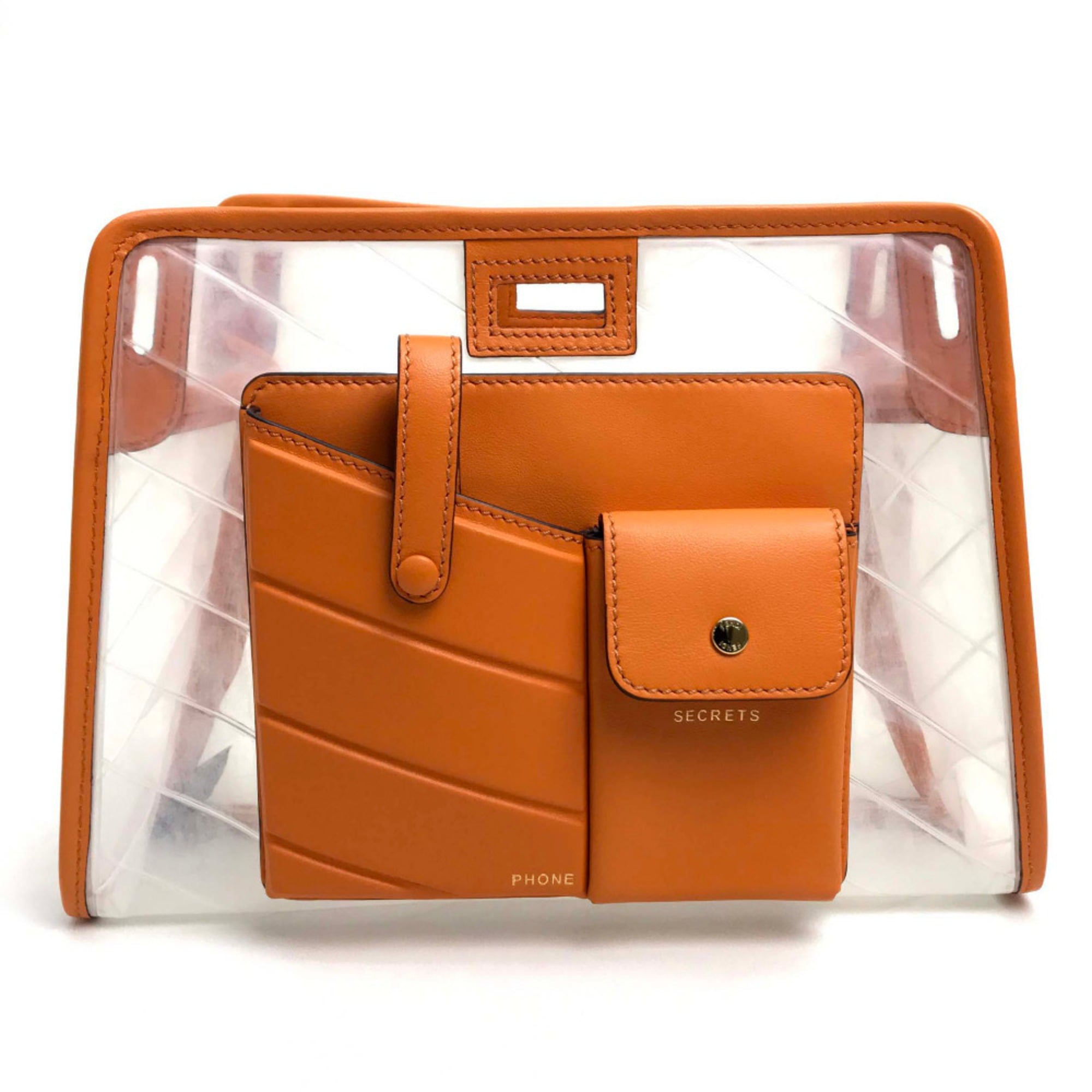 Fendi Peekaboo Clear Orange Vinyl Leather Handbag (Pre-Owned)