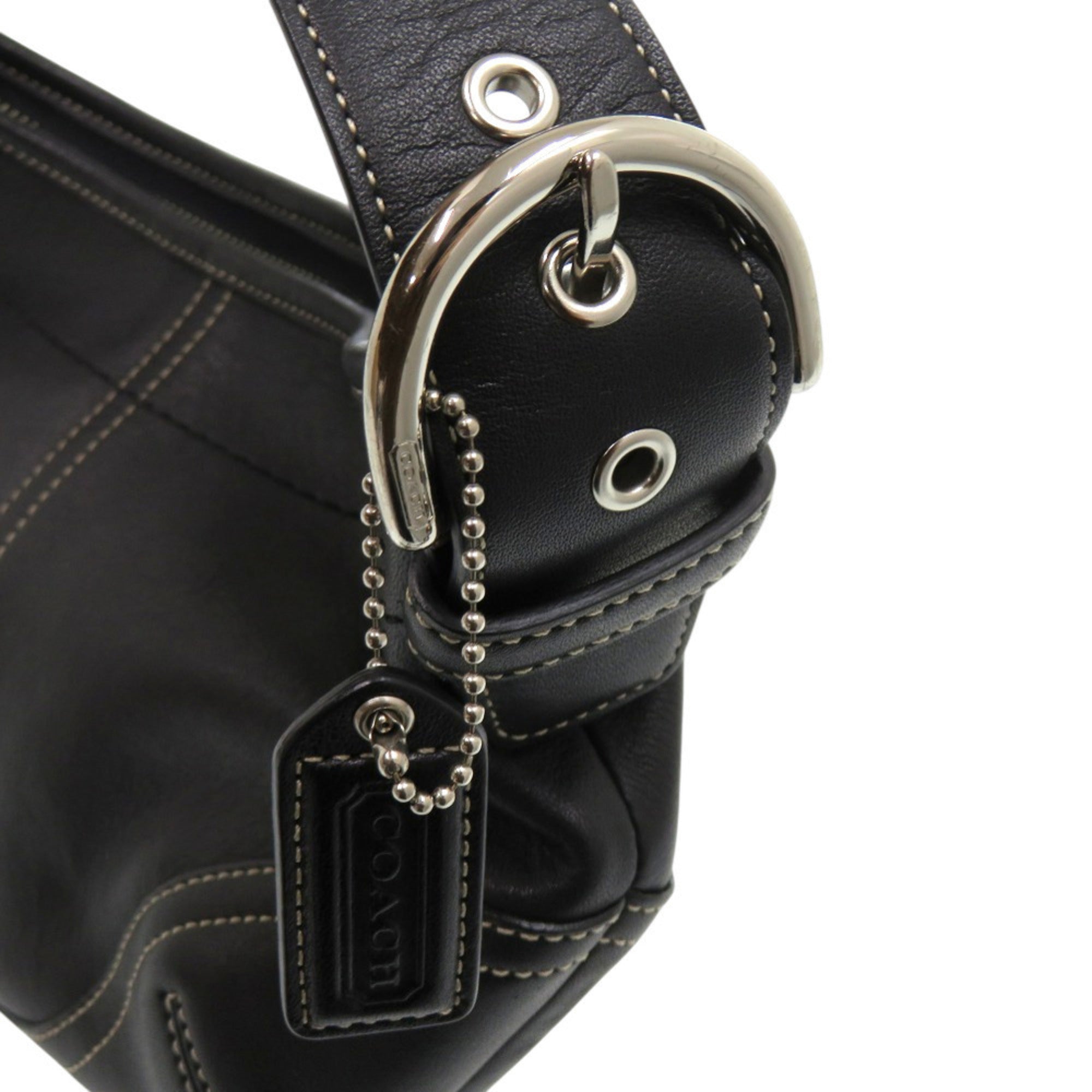 Coach Black White Leather Shoulder Bag (Pre-Owned)