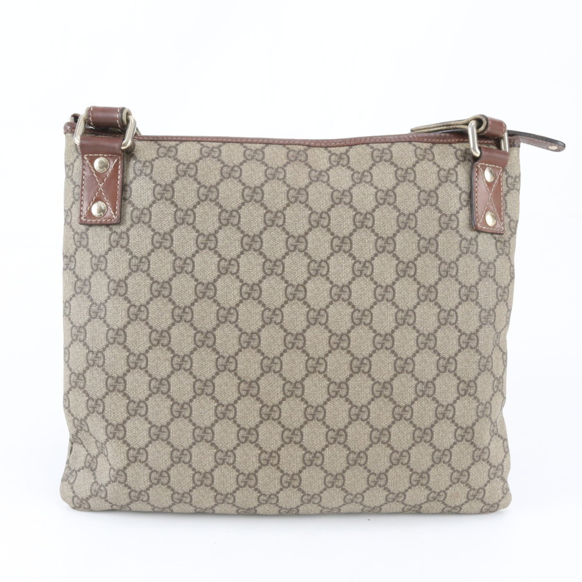 Gucci Brown Coated Canvas Leather Shoulder Bag Tote Bag (Pre-Owned)
