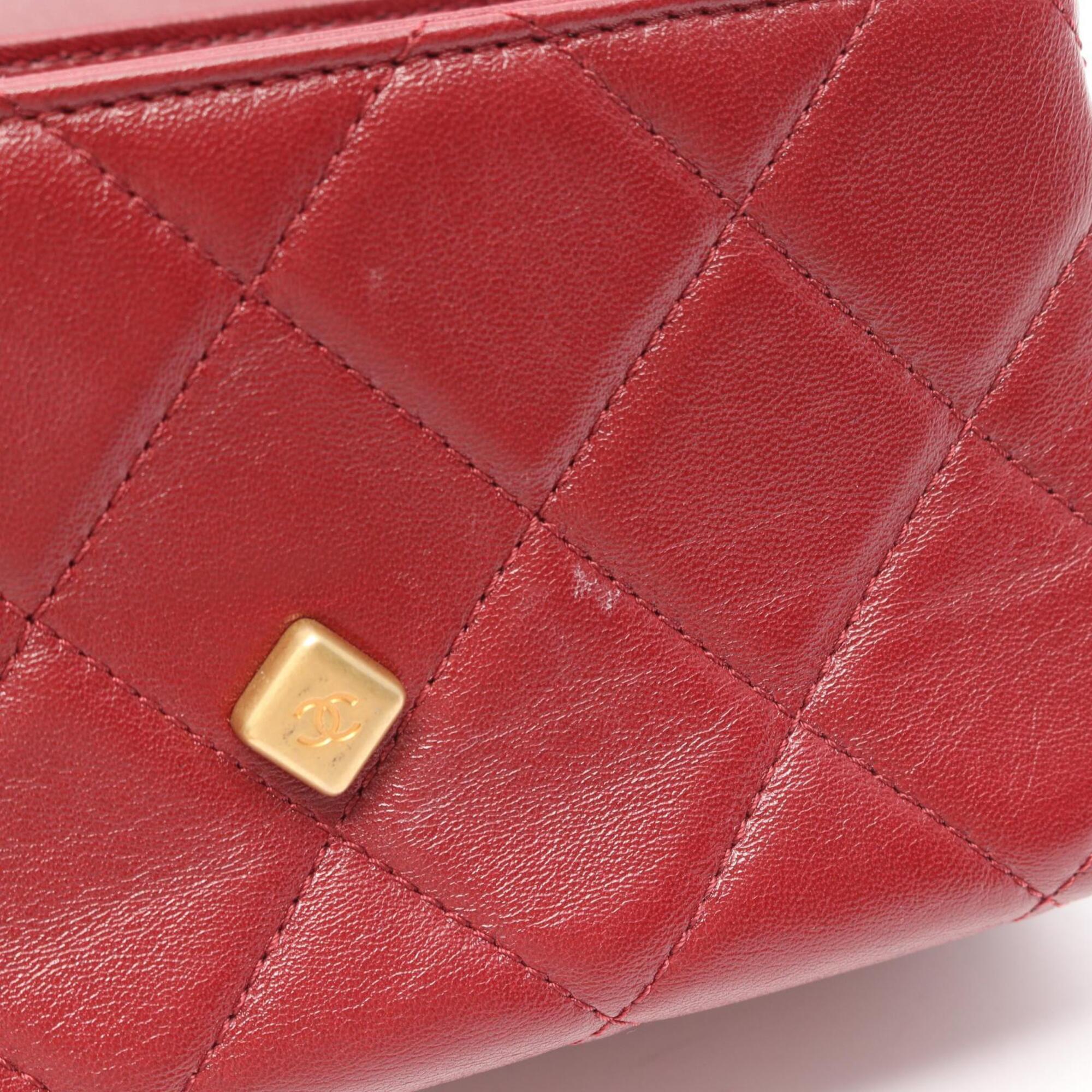 Chanel Bordeaux Leather Handbag Shoulder Bag (Pre-Owned)