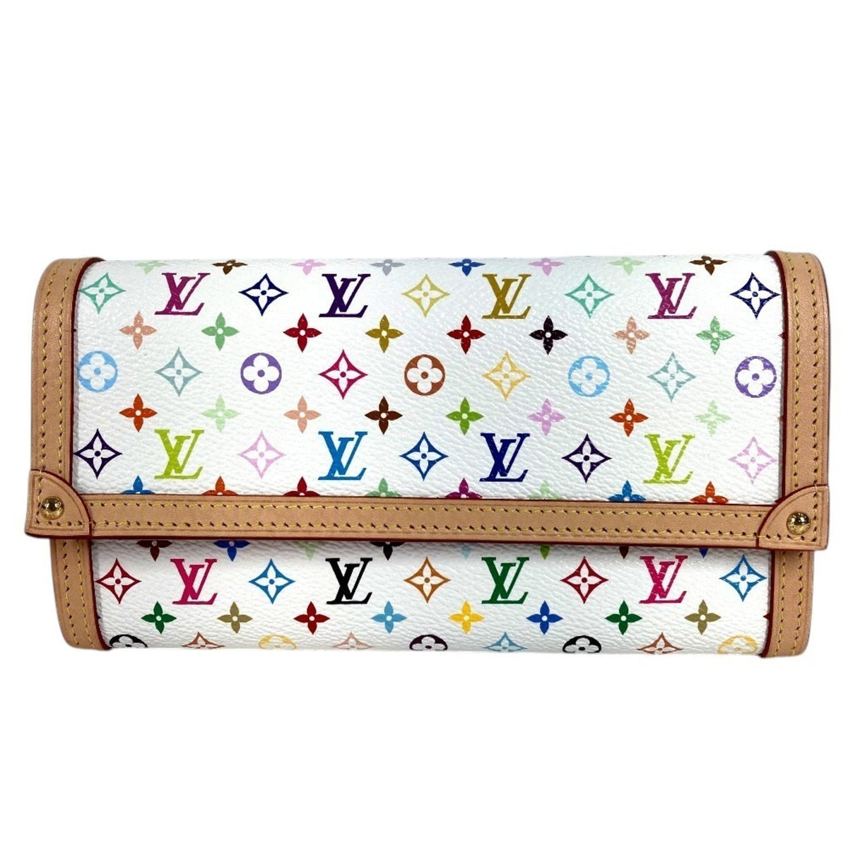Louis Vuitton Blanc White Monogram Multicolore Long Wallet (Bi-Fold) (Pre-Owned)