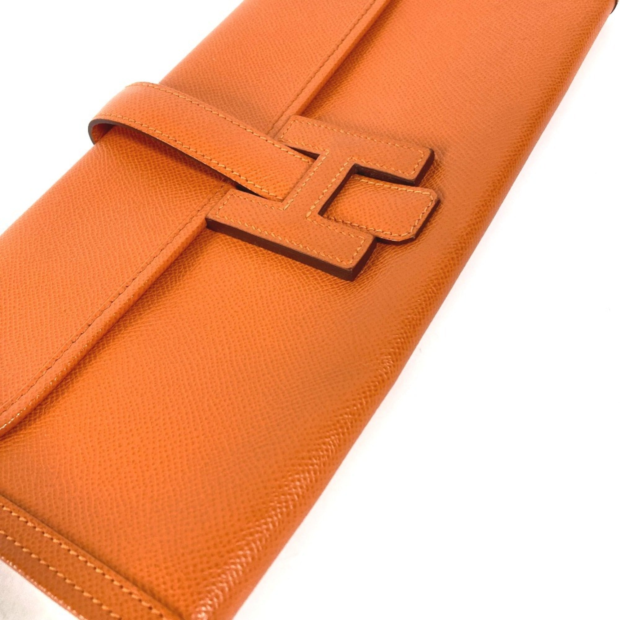 Hermes Jige Orange Epsom Leather Clutch Bag (Pre-Owned)