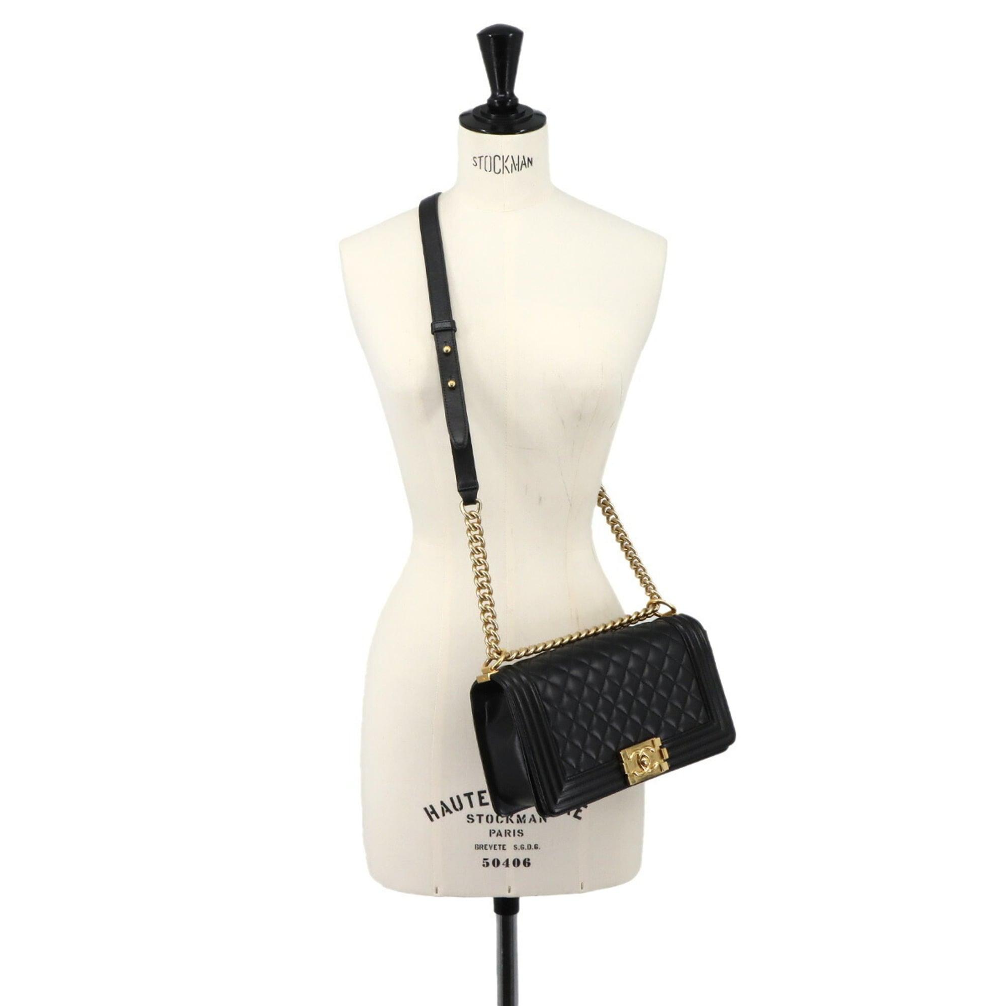 Chanel Black Leather Handbag Shoulder Bag (Pre-Owned)