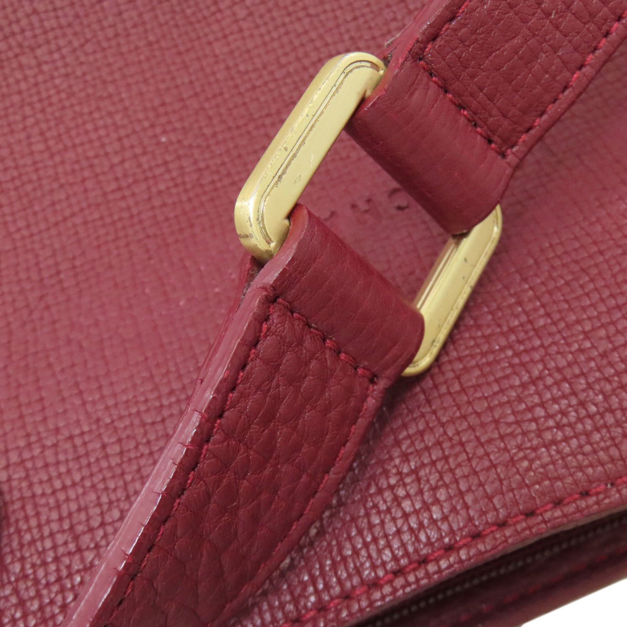 Longchamp Red Color Leather Shoulder Bag (Pre-Owned)