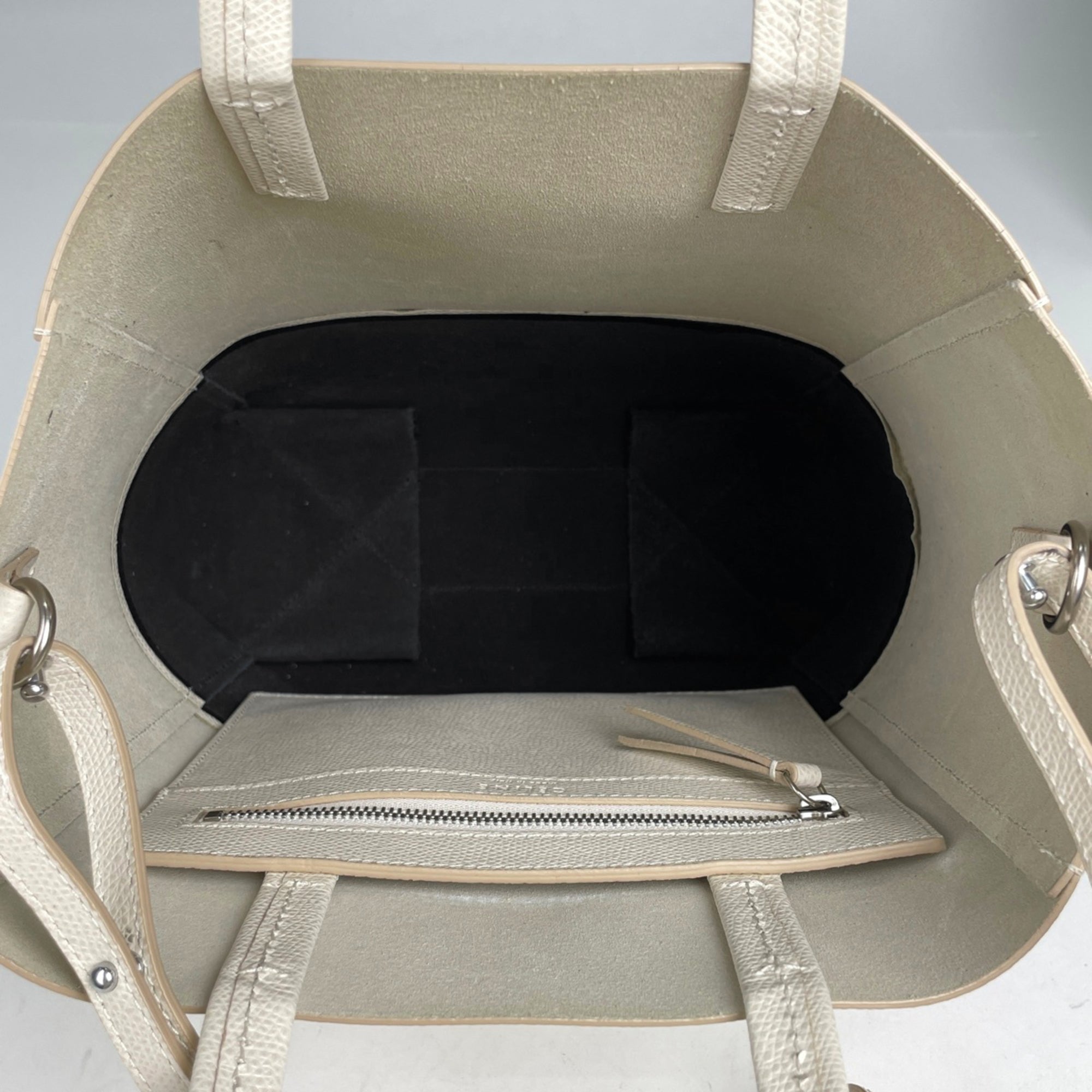 Celine Cabas Black Ivory Leather Shoulder Bag Tote Bag (Pre-Owned)