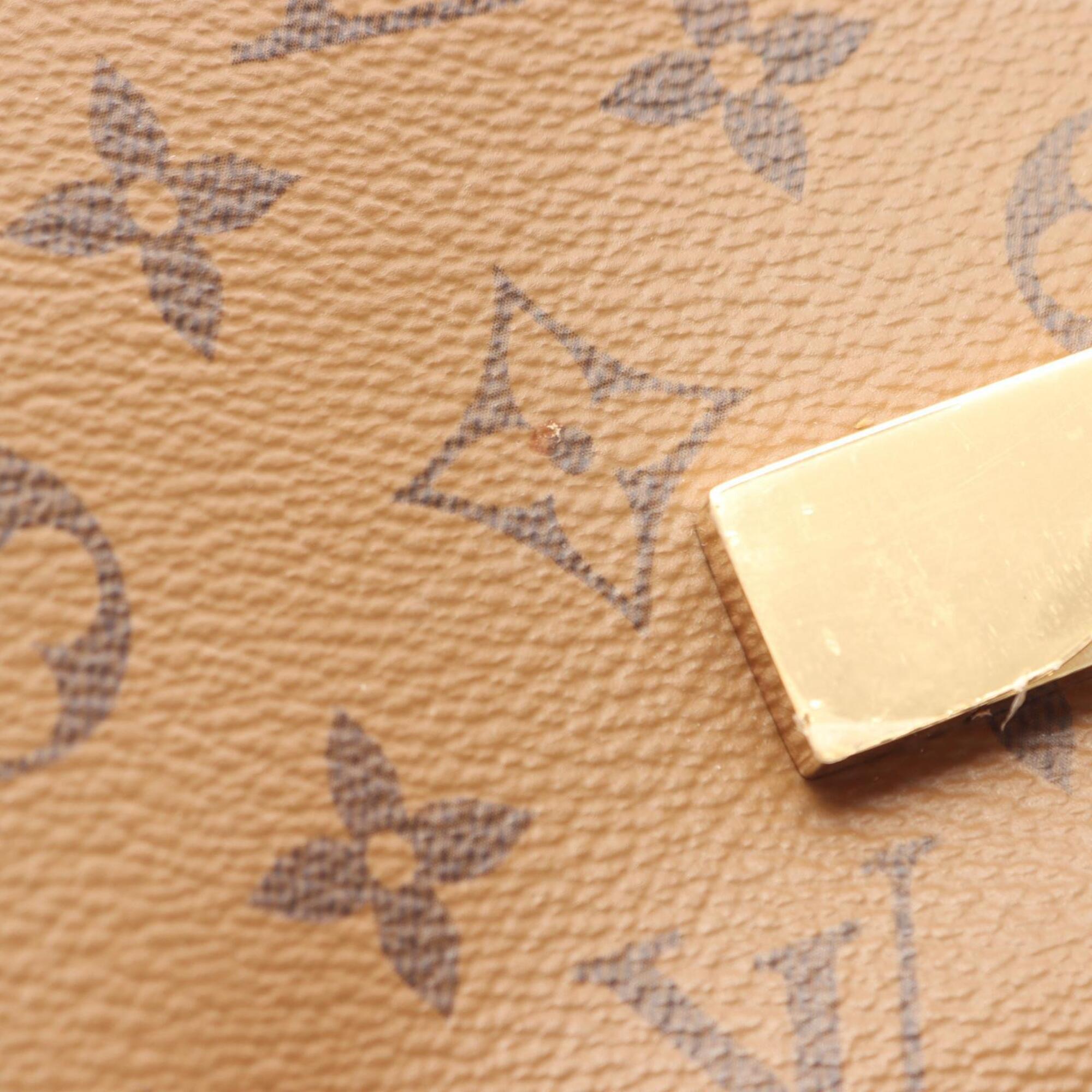 Louis Vuitton Beige Brown Coated Canvas Leather Handbag Shoulder Bag (Pre-Owned)