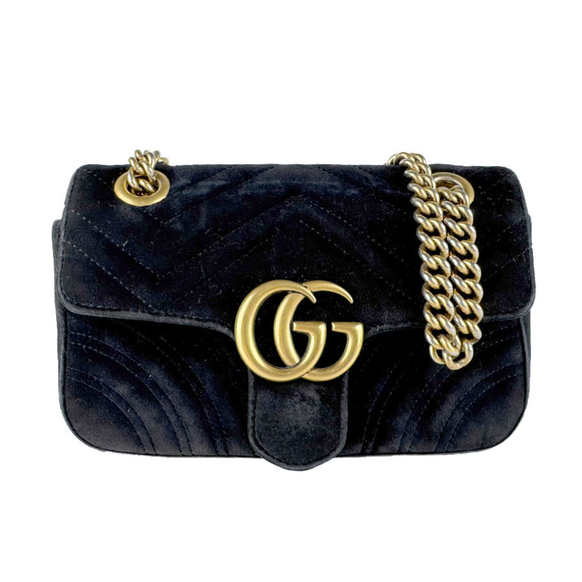 Gucci Black Velvet Shoulder Bag (Pre-Owned)
