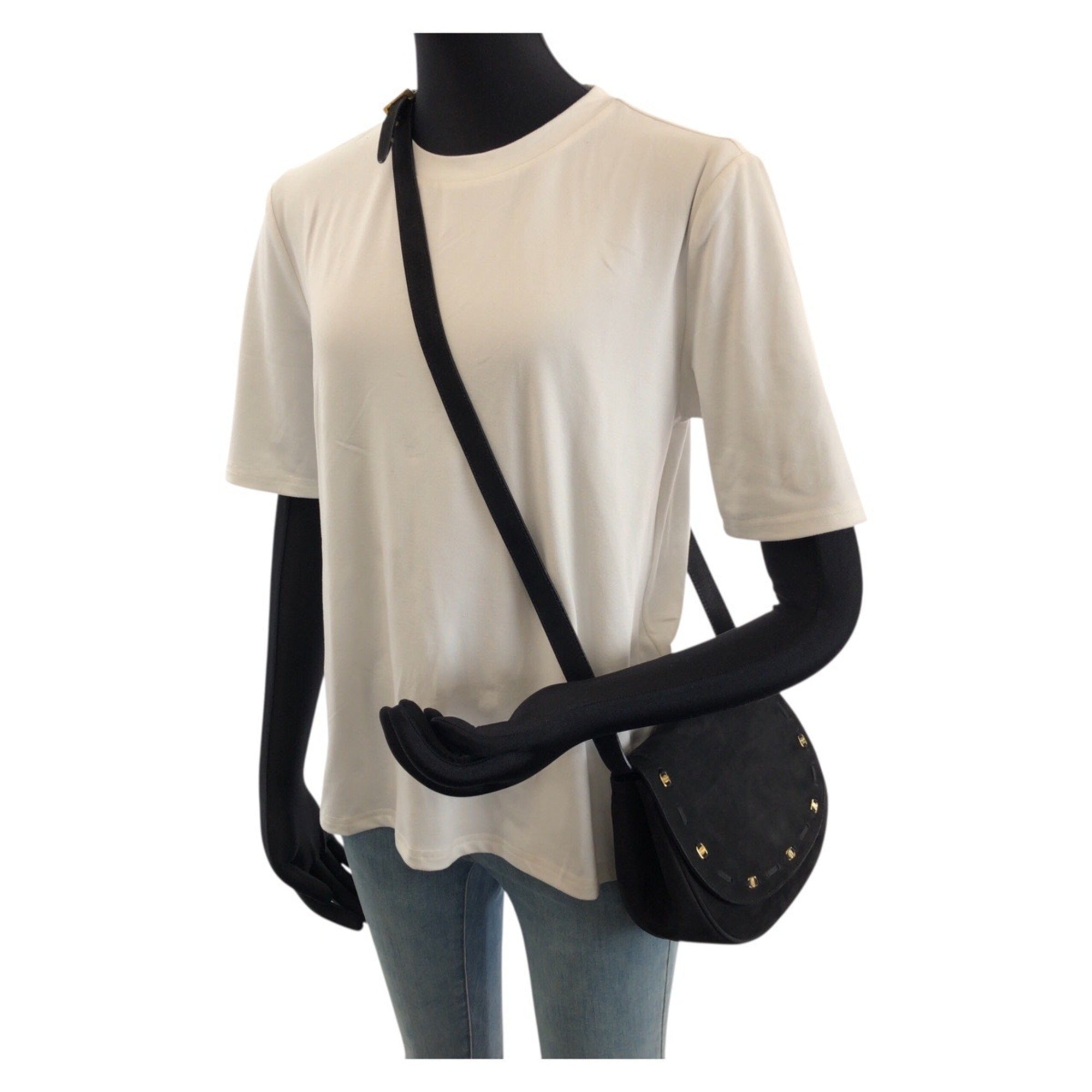 Salvatore Ferragamo Black Suede Pochette Shoulder Bag (Pre-Owned)