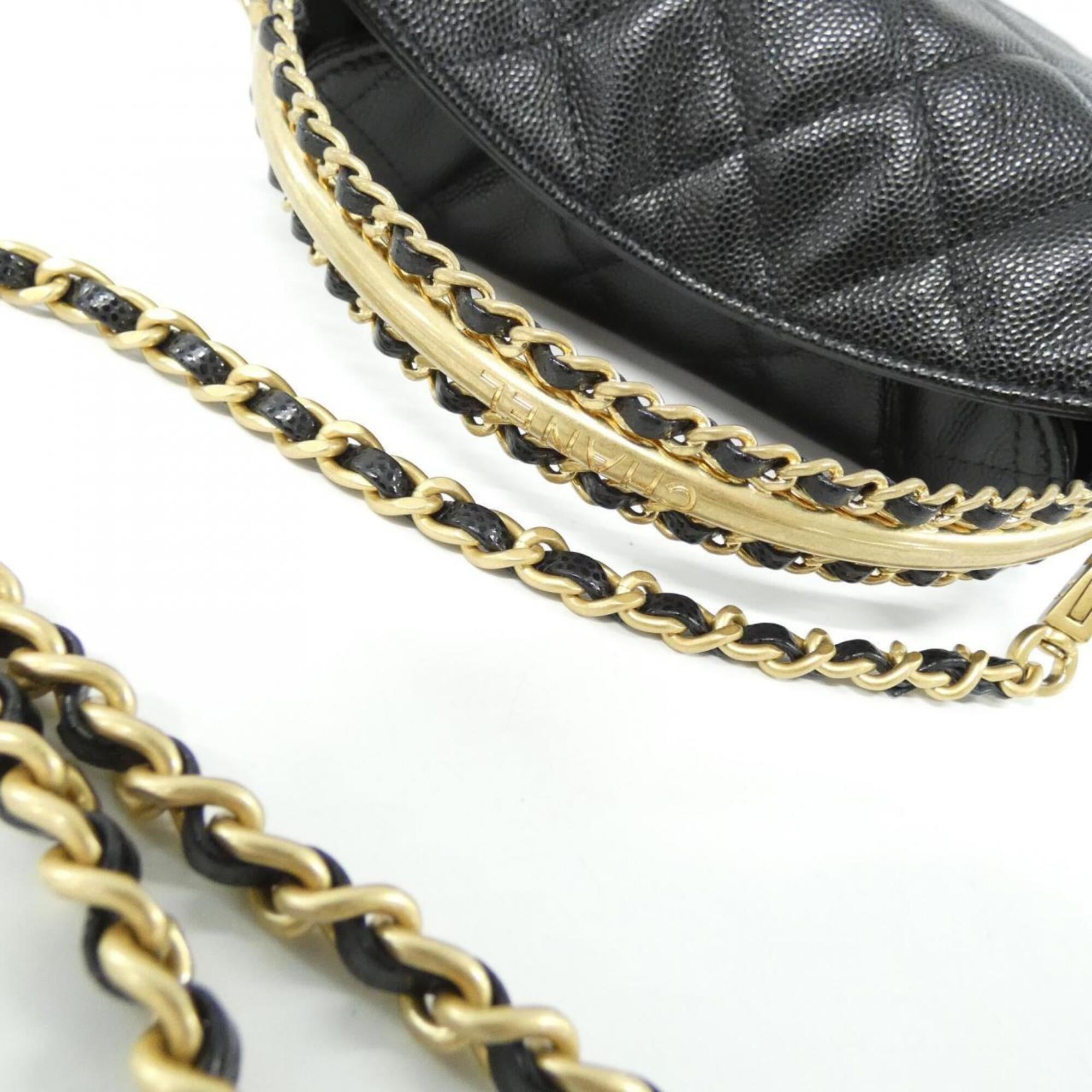Chanel Black Grained Calfskin Handbag Shoulder Bag (Pre-Owned)