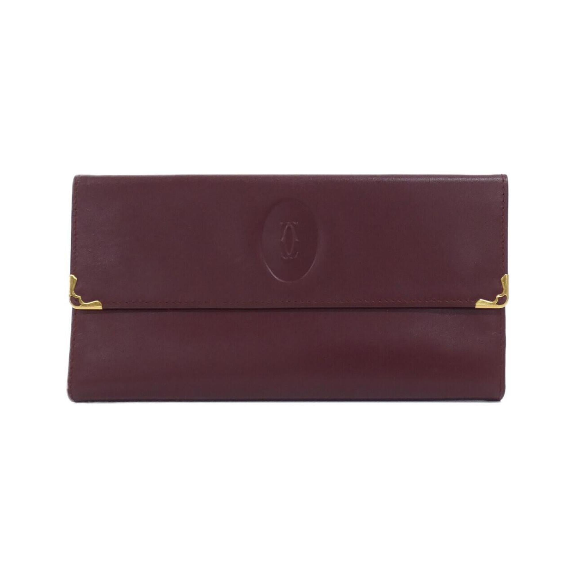 Cartier Bordeaux Leather Long Wallet (Tri-Fold) (Pre-Owned)