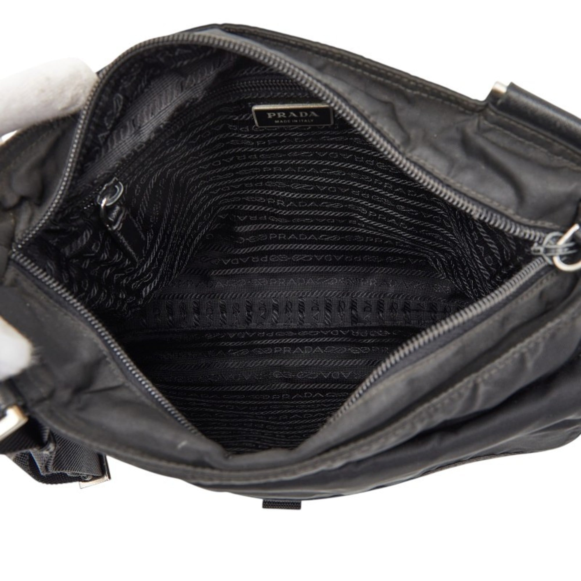 Prada Black Nylon Leather Shoulder Bag (Pre-Owned)
