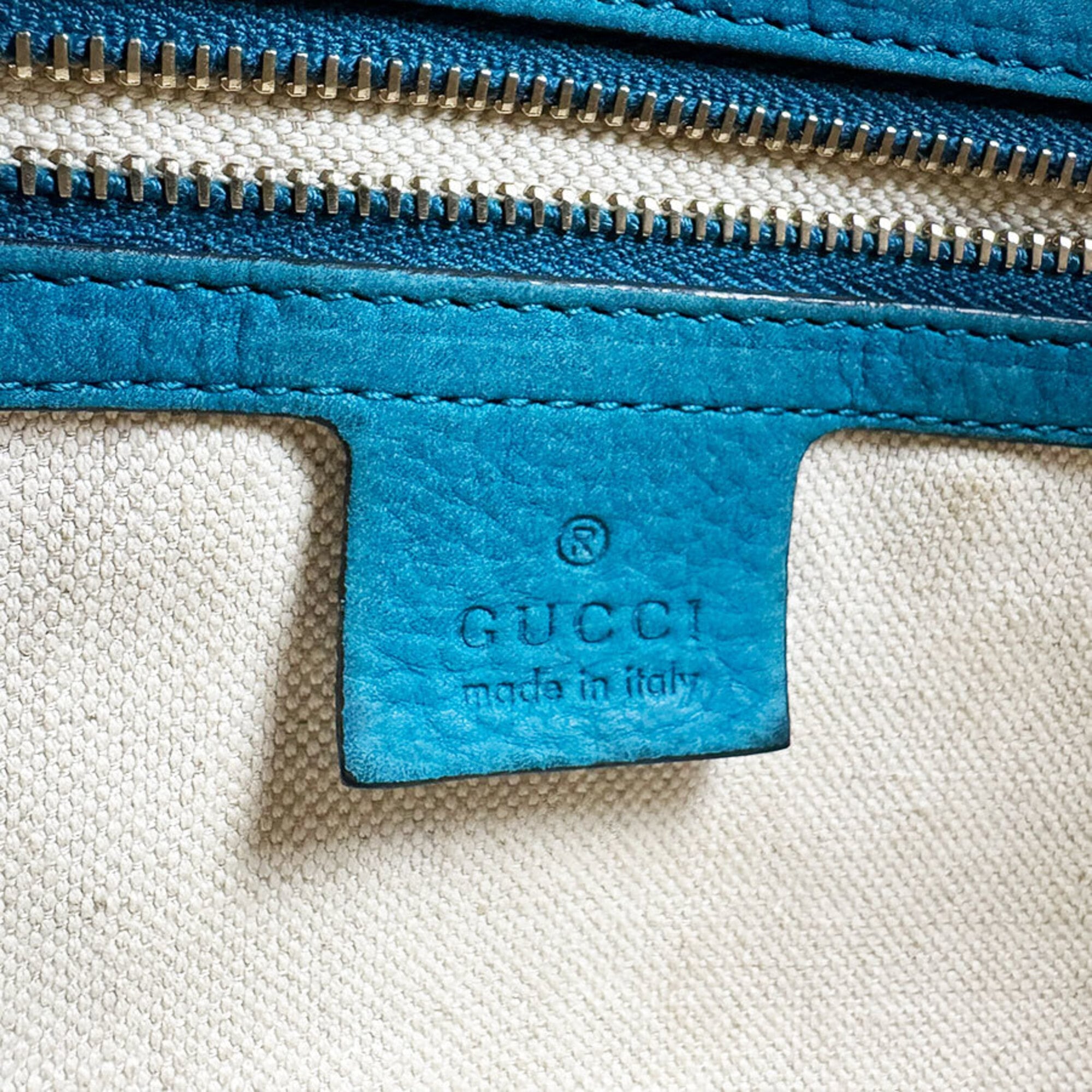 Gucci Brown Turquoise Gg Canvas Leather Handbag Shoulder Bag (Pre-Owned)