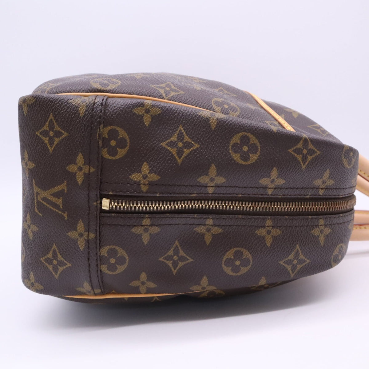 Louis Vuitton Beige Brown Coated Canvas Leather Handbag (Pre-Owned)