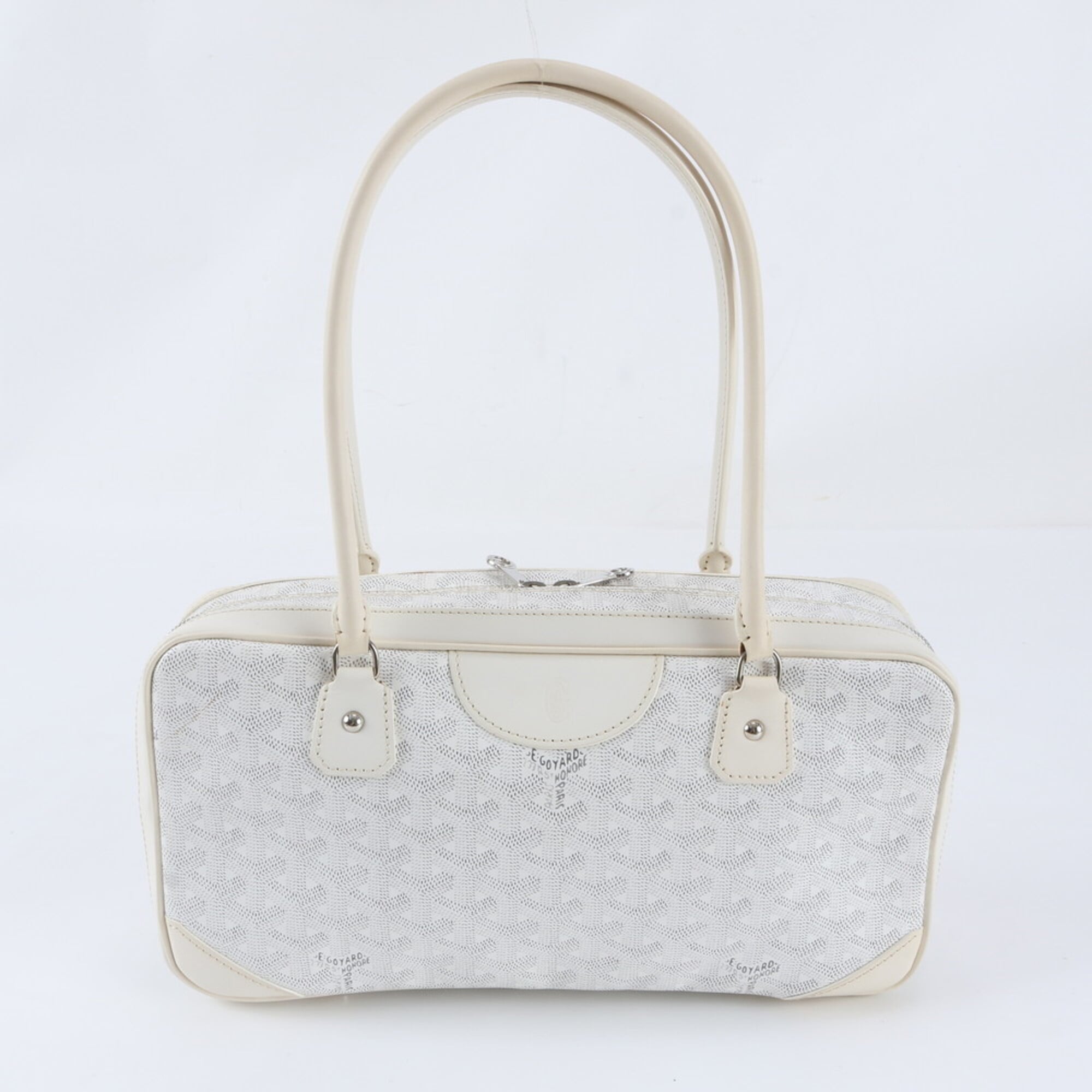 Goyard White Coated Canvas Leather Handbag Shoulder Bag Tote Bag (Pre-Owned)