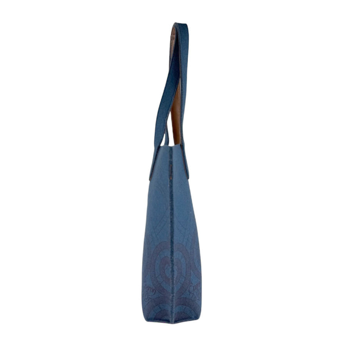 Hermes Blue Brown Felt Leather Shoulder Bag Tote Bag (Pre-Owned)