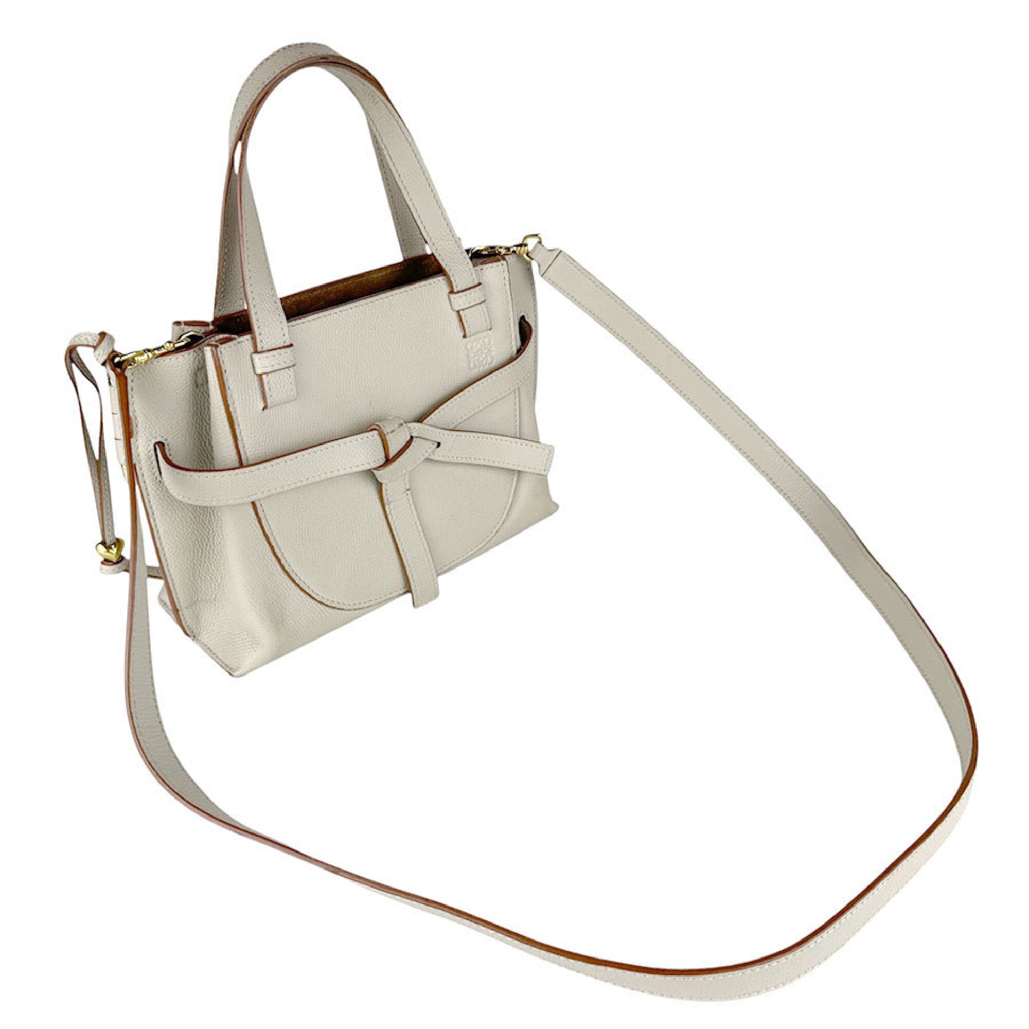 Loewe Grayish Leather Handbag Shoulder Bag (Pre-Owned)