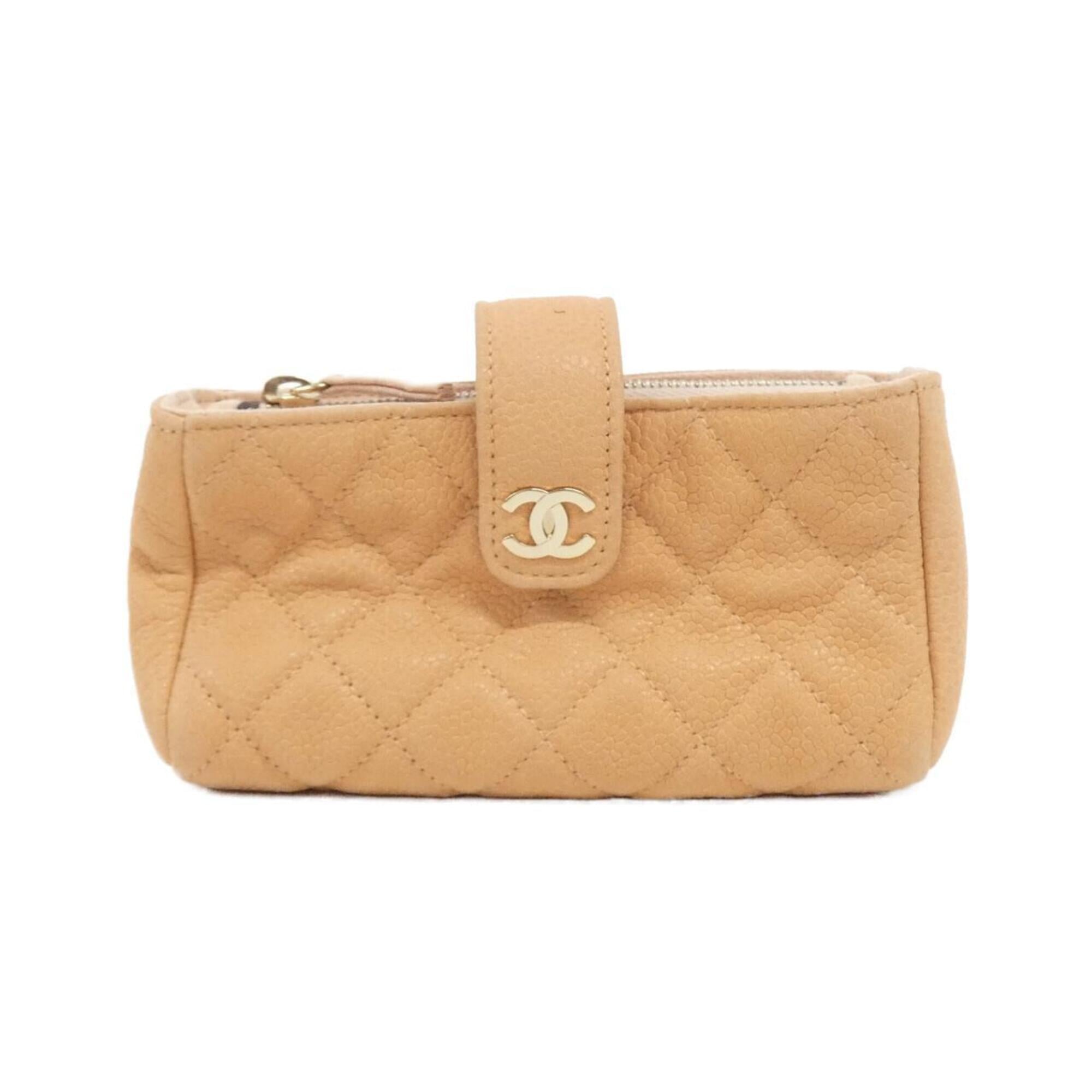 Chanel Orange Grained Calfskin Handbag Pouch (Pre-Owned)