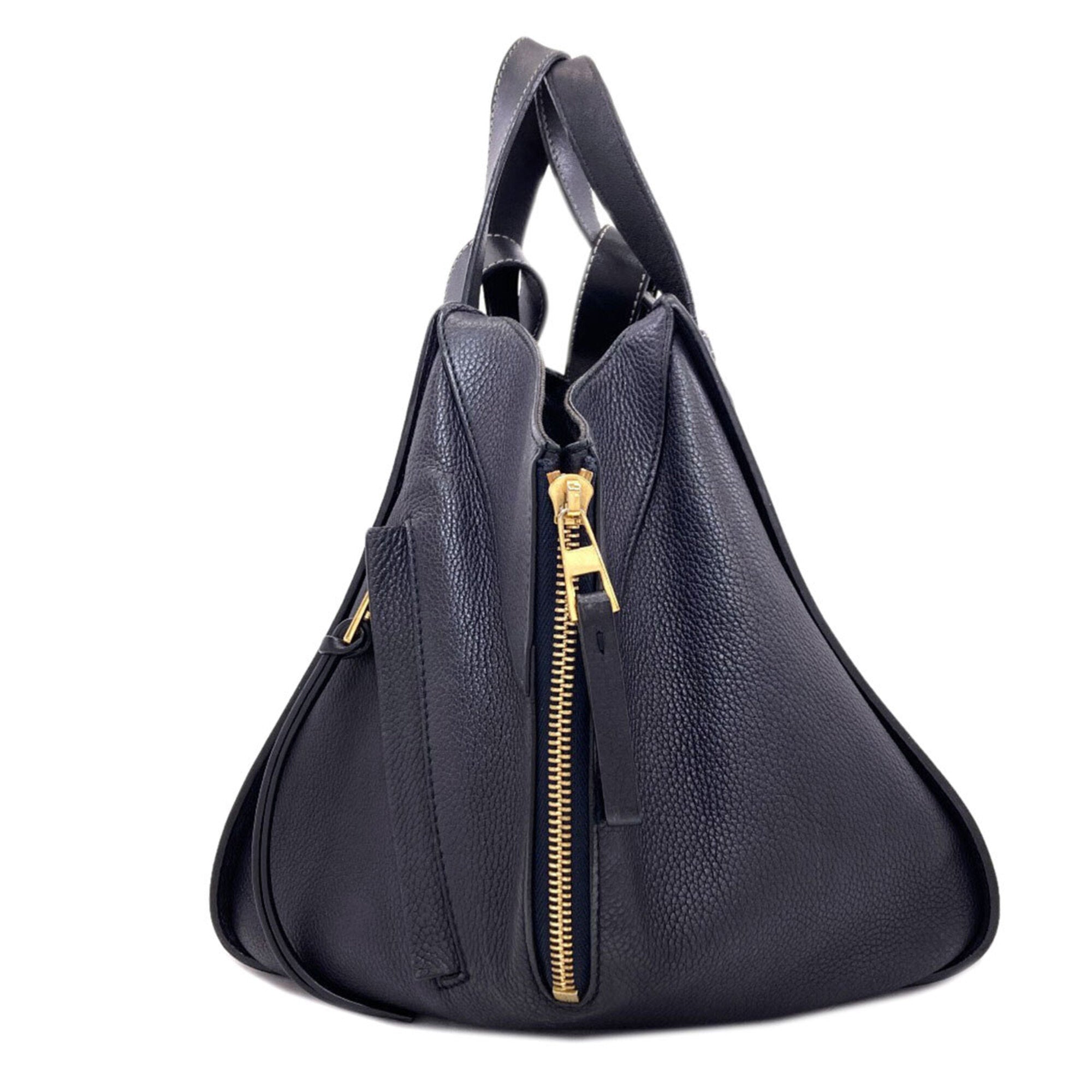 Loewe Hammock Black Dark Navy Leather Handbag (Pre-Owned)