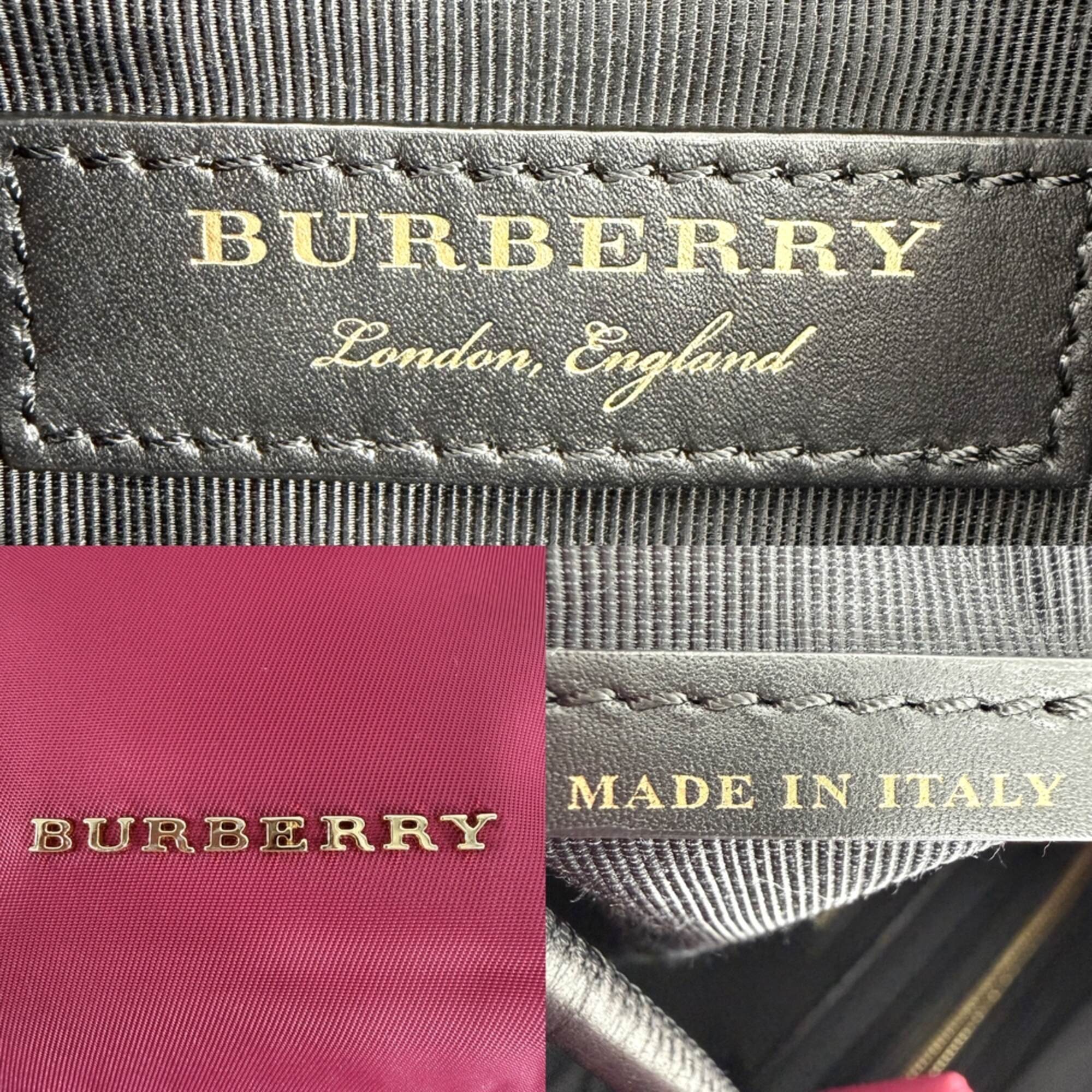 Burberry Black Pink Nylon Leather Backpack (Pre-Owned)