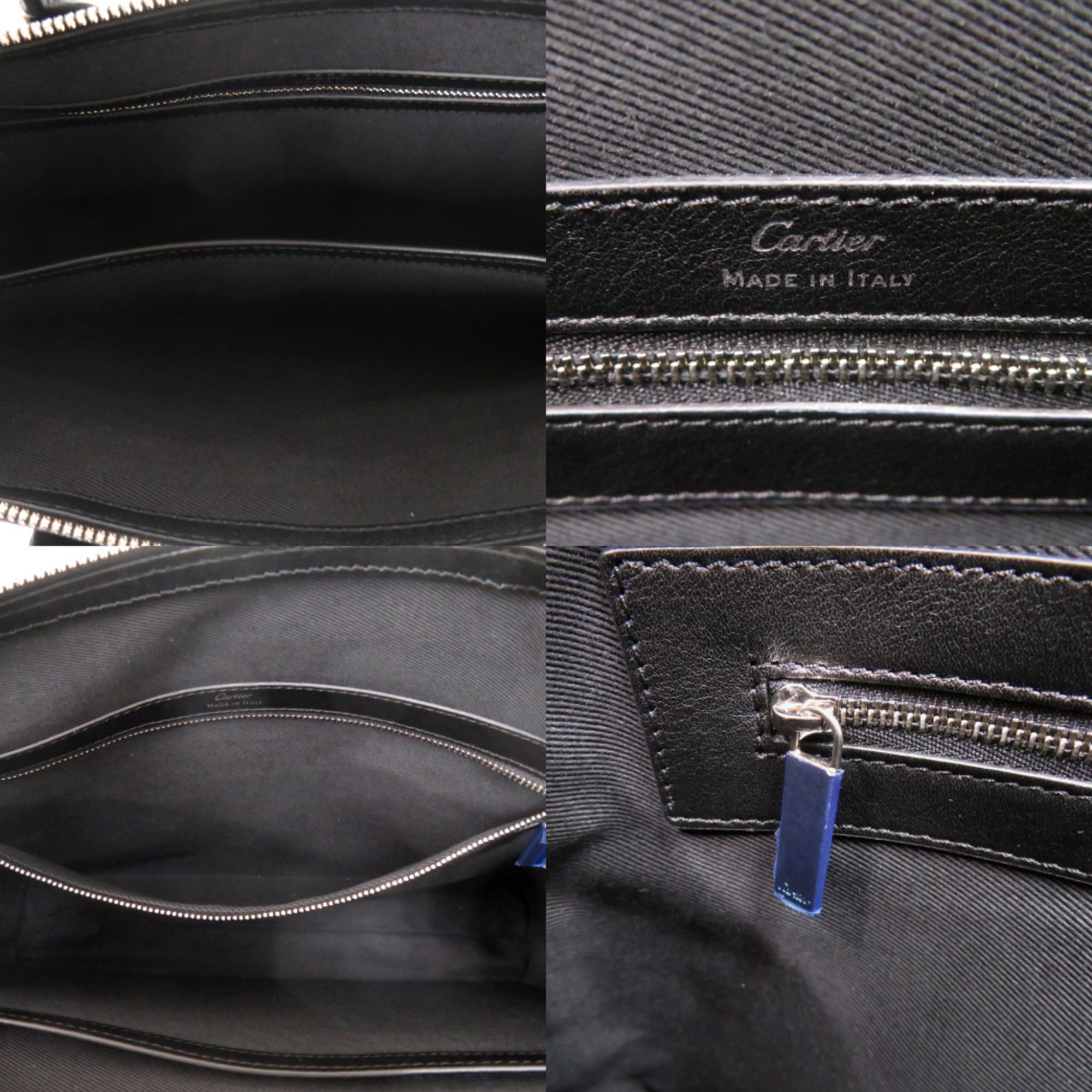 Cartier Black Leather Briefcase Handbag Shoulder Bag (Pre-Owned)