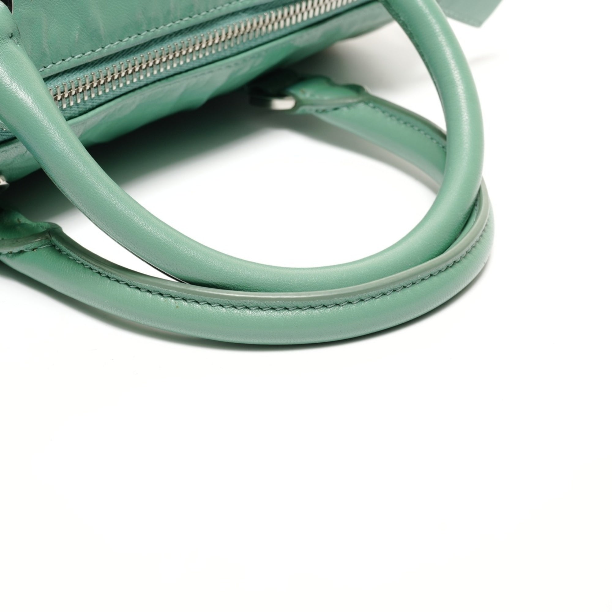 Prada Green Leather Boston Bag Shoulder Bag (Pre-Owned)