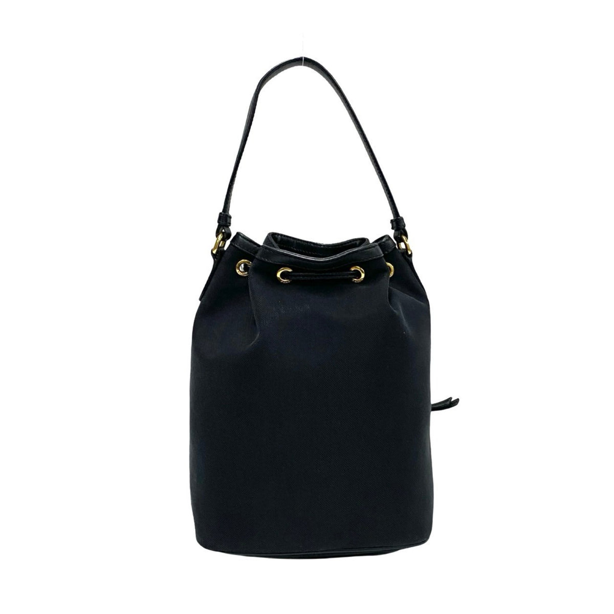 Prada Black Leather Canvas Handbag Shoulder Bag (Pre-Owned)