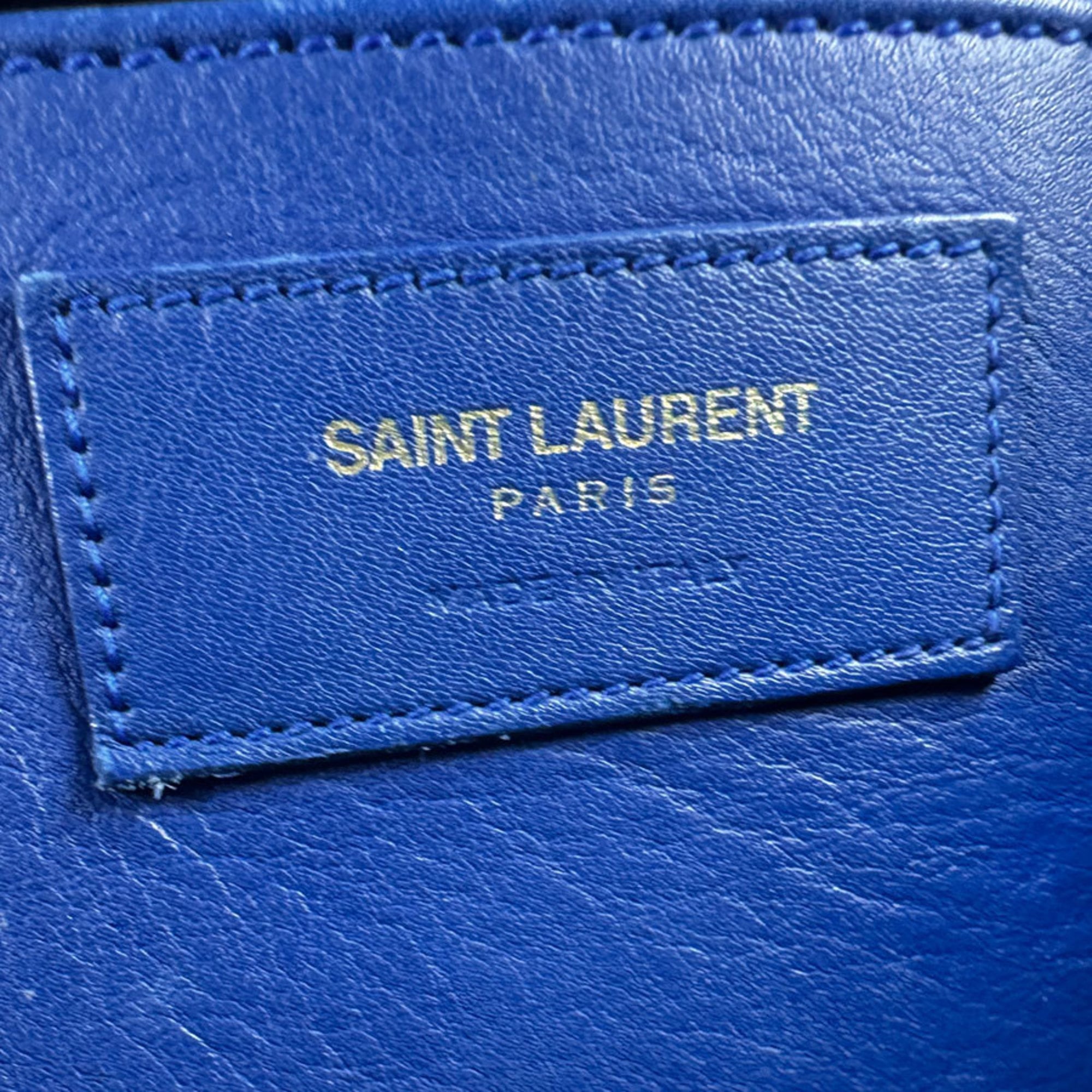Saint Laurent Blue Leather Handbag Shoulder Bag (Pre-Owned)