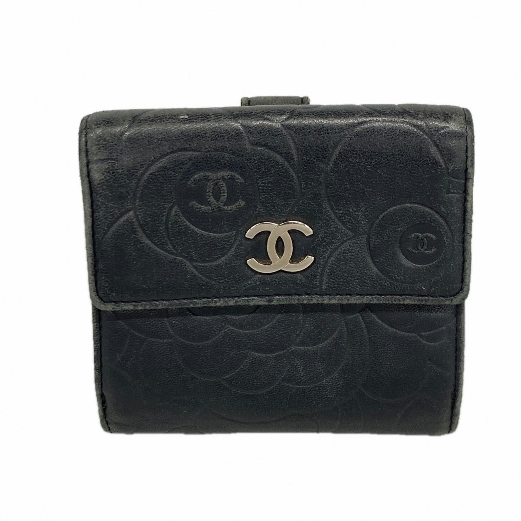 Chanel Black Leather Wallet (Bi-Fold) (Pre-Owned)