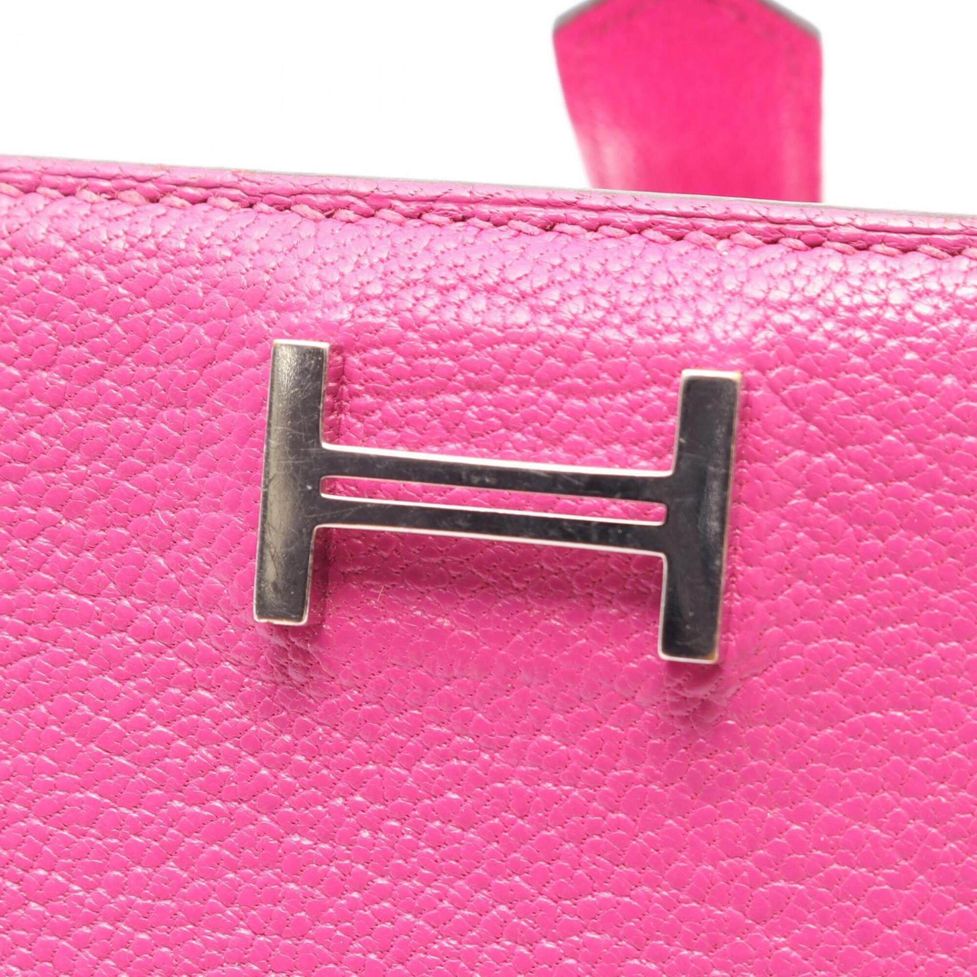 Hermes Pink Chevre Leather Wallet (Tri-Fold) (Pre-Owned)
