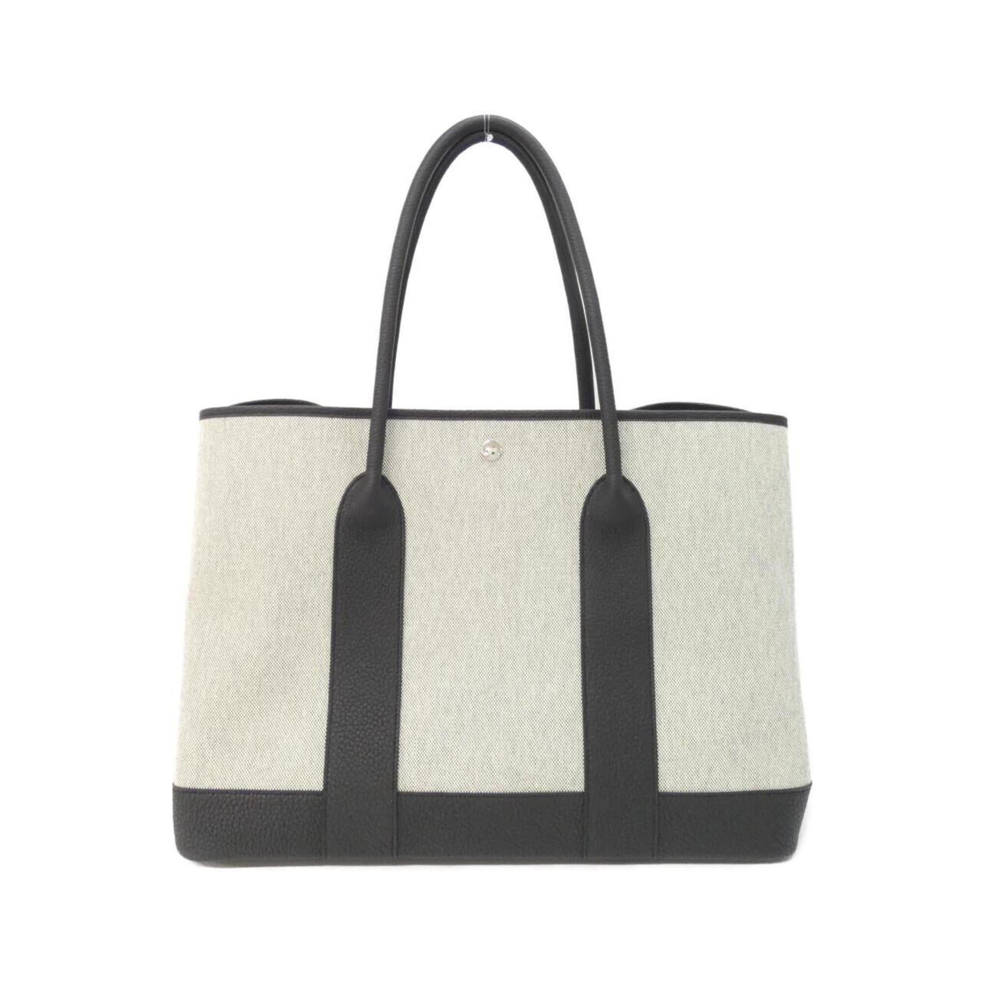 Hermes Garden Black Ecru Toile H Negonda Leather Handbag (Pre-Owned)