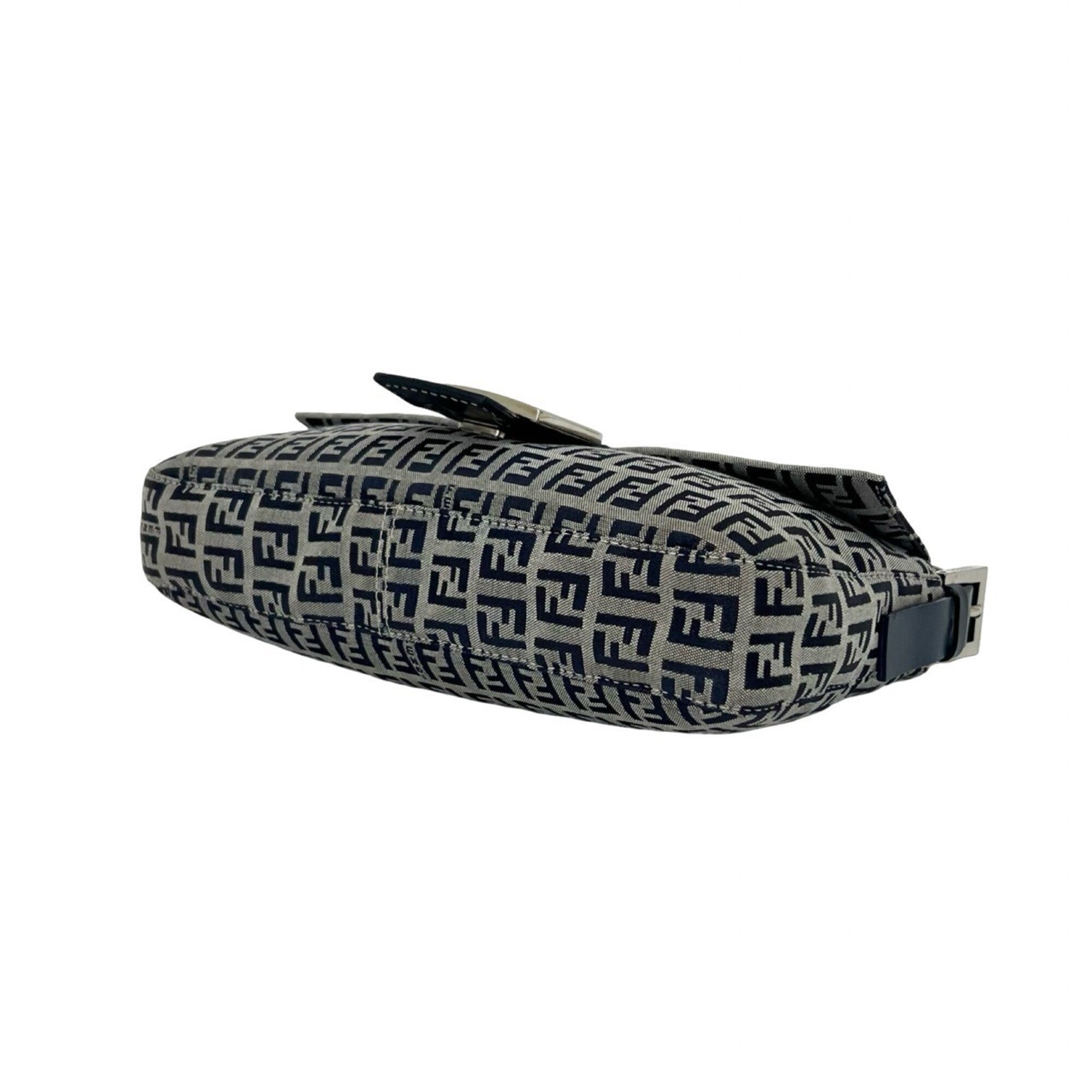 Fendi Navy Canvas Leather Shoulder Bag (Pre-Owned)