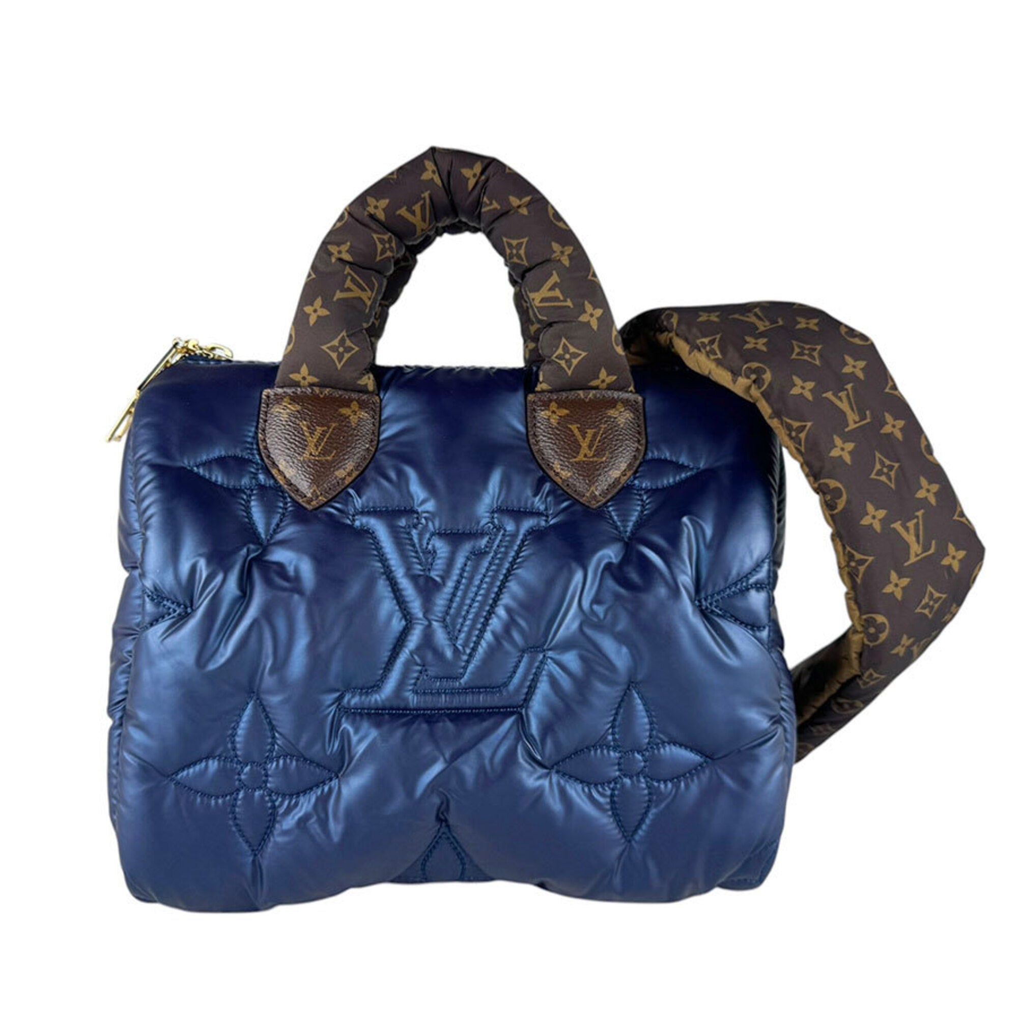 Louis Vuitton Blue Brown Nylon Handbag Shoulder Bag (Pre-Owned)