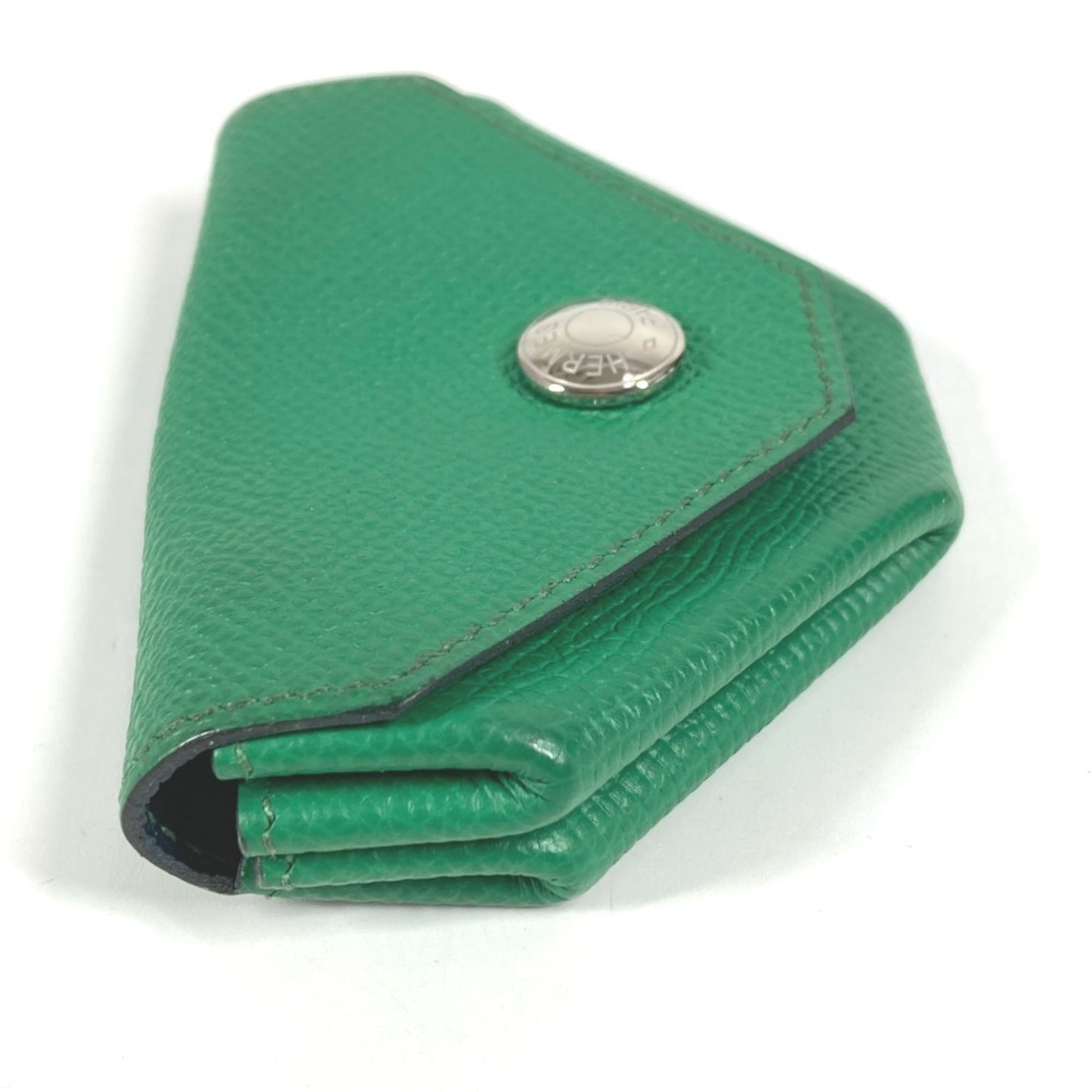 Hermes Green Navy Leather Coin Purse/Coin Case (Pre-Owned)