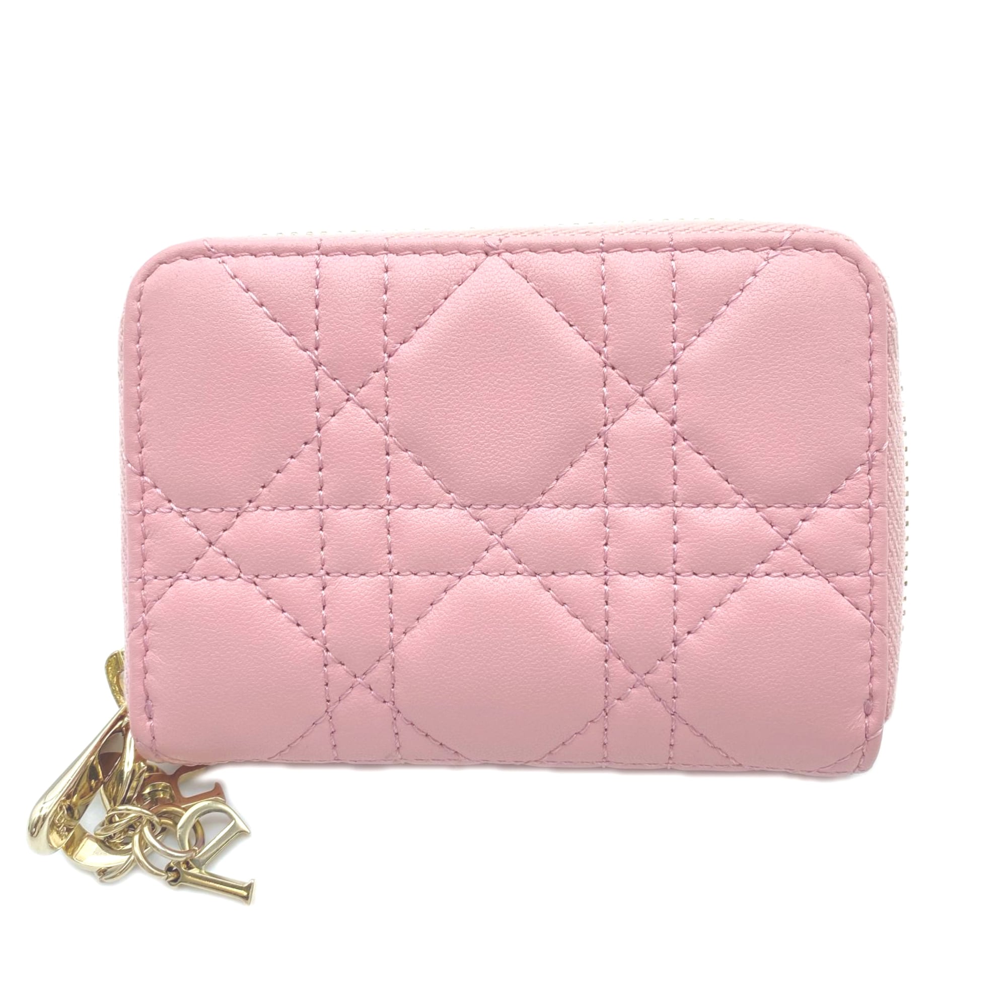 Christian Dior Lady Dior Pink Leather Coin Purse/Coin Case (Pre-Owned)