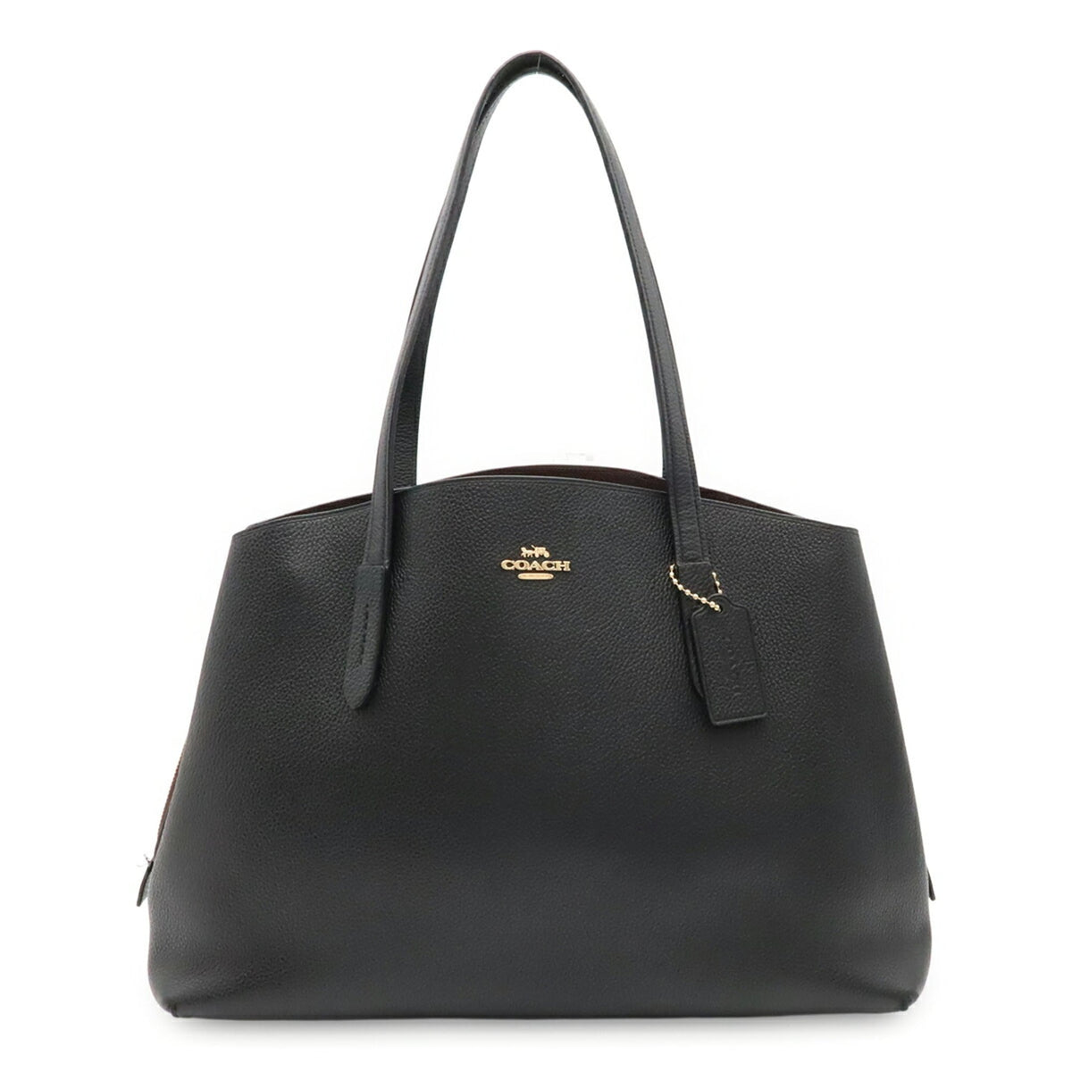 Coach Black Leather Shoulder Bag Tote Bag (Pre-Owned)