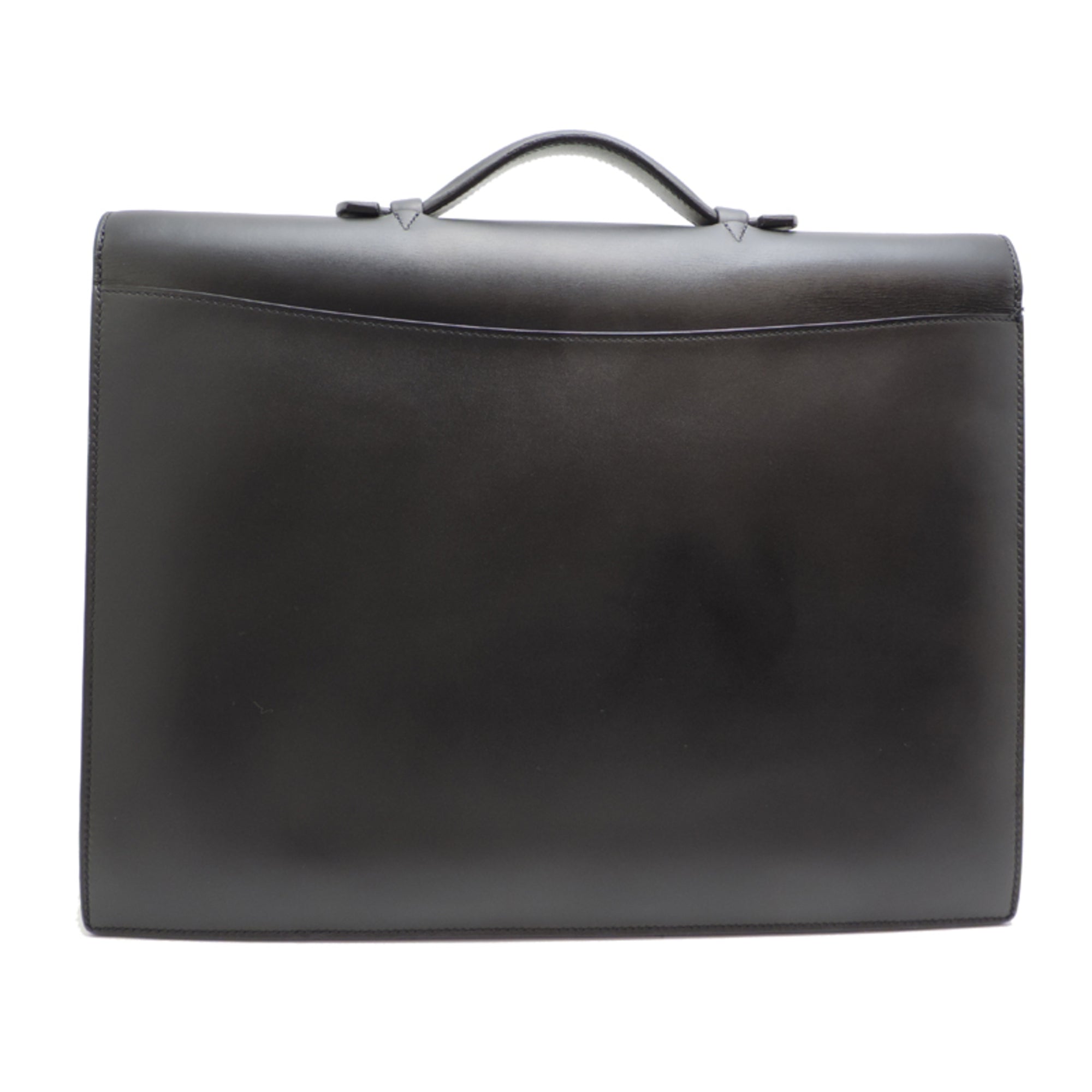 Hermes Black Noir Box Calf Leather Briefcase (Pre-Owned)