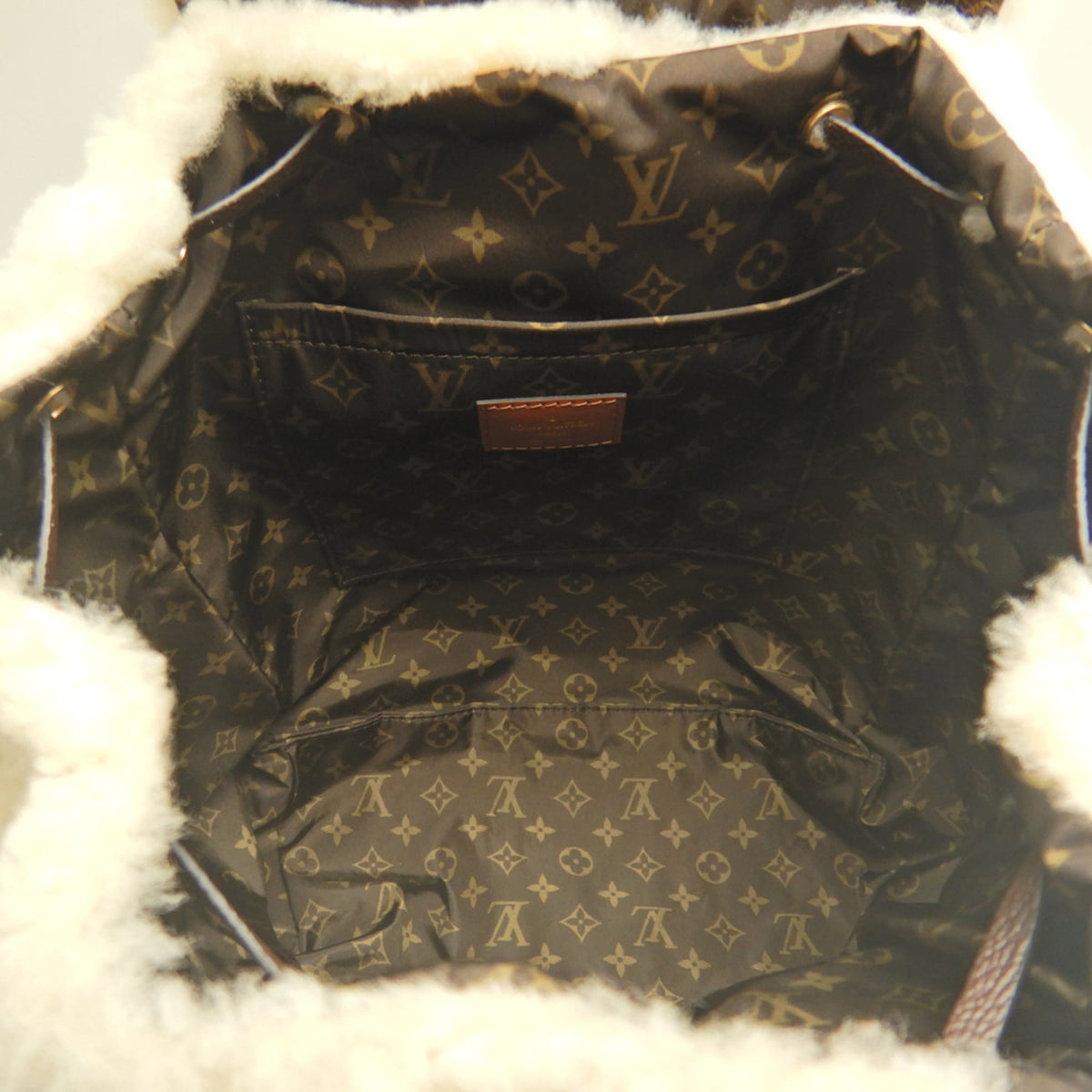 Louis Vuitton Cream Leather Backpack (Pre-Owned)